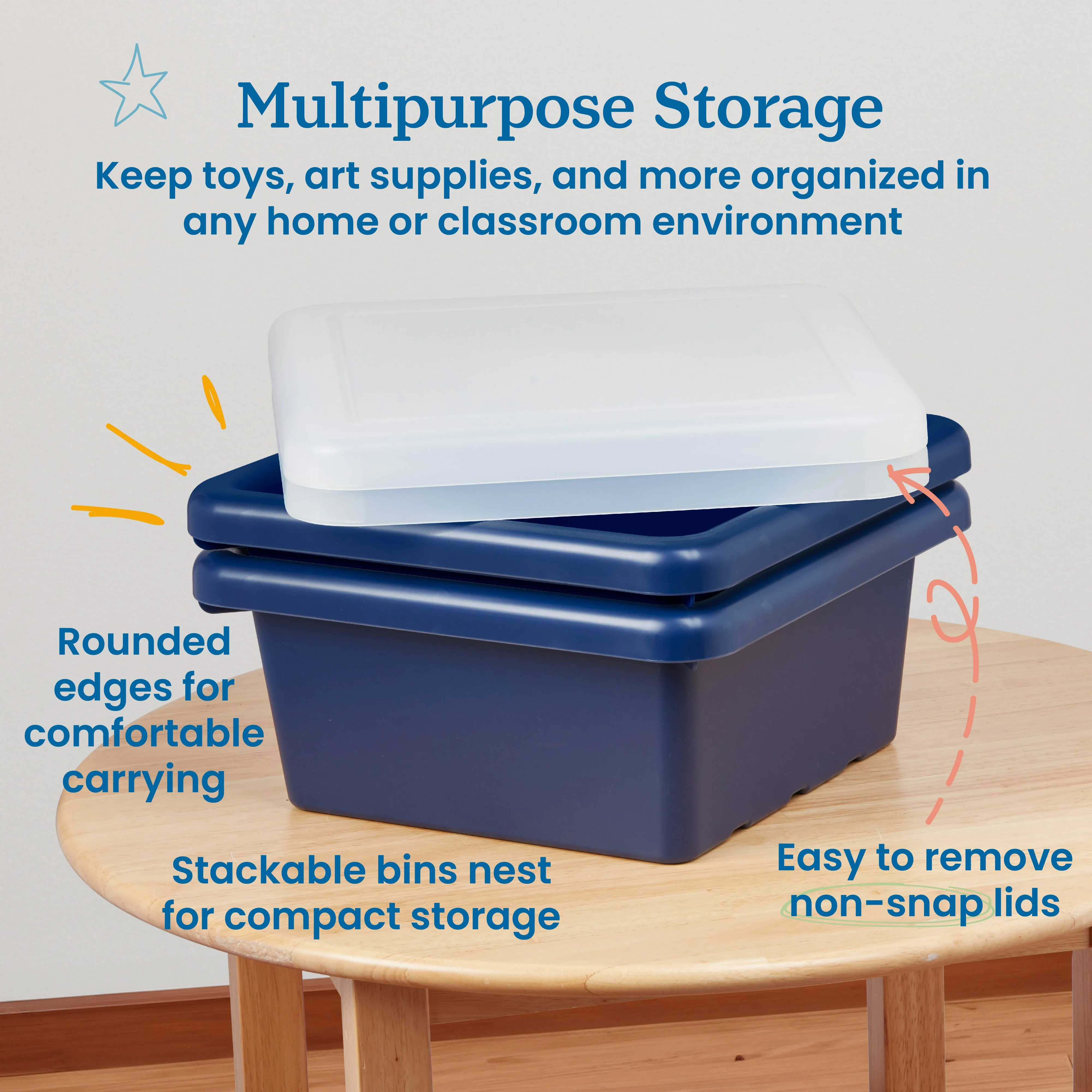 Square Bin with Lid, Storage Containers, 2-Pack