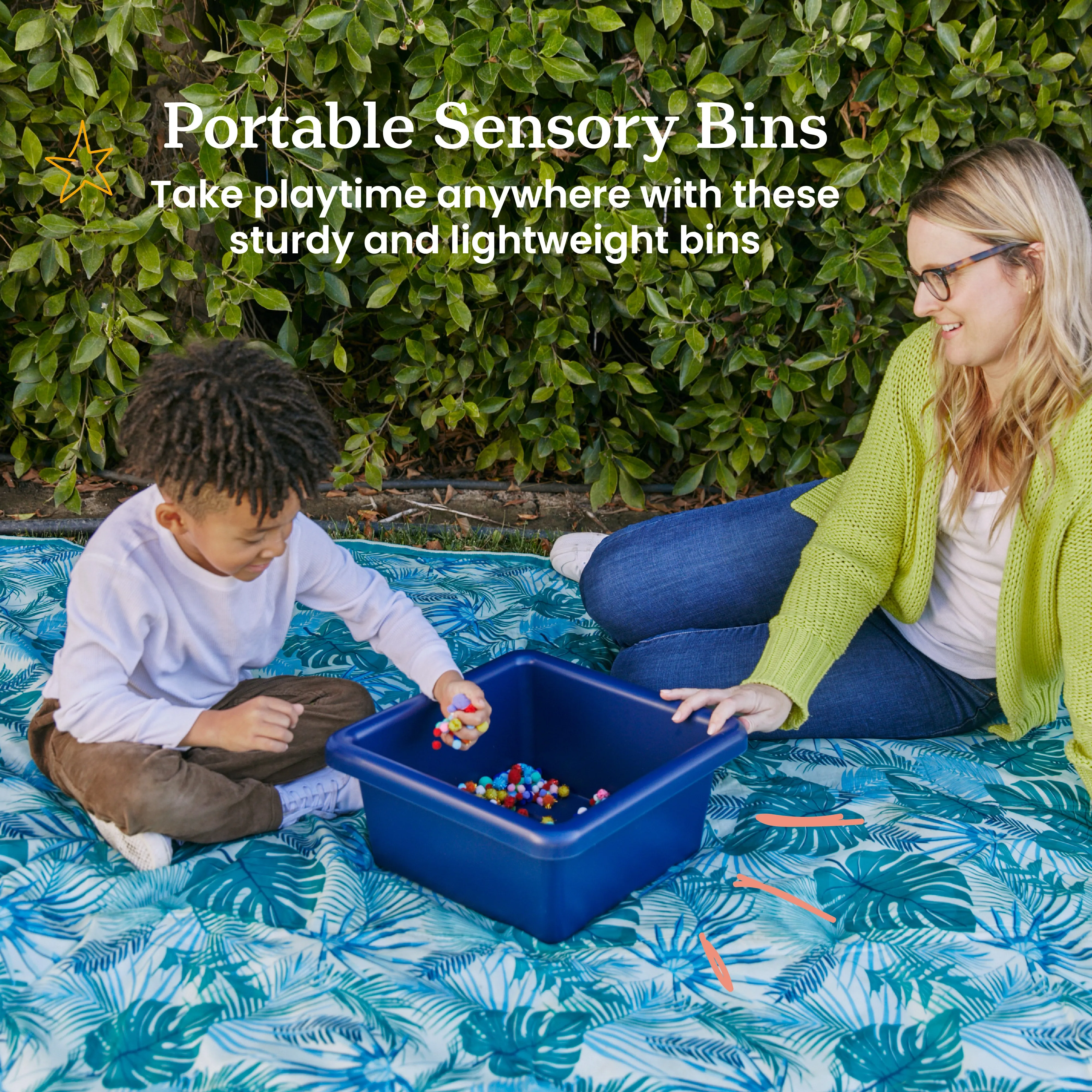 Square Bin with Lid, Storage Containers, 2-Pack