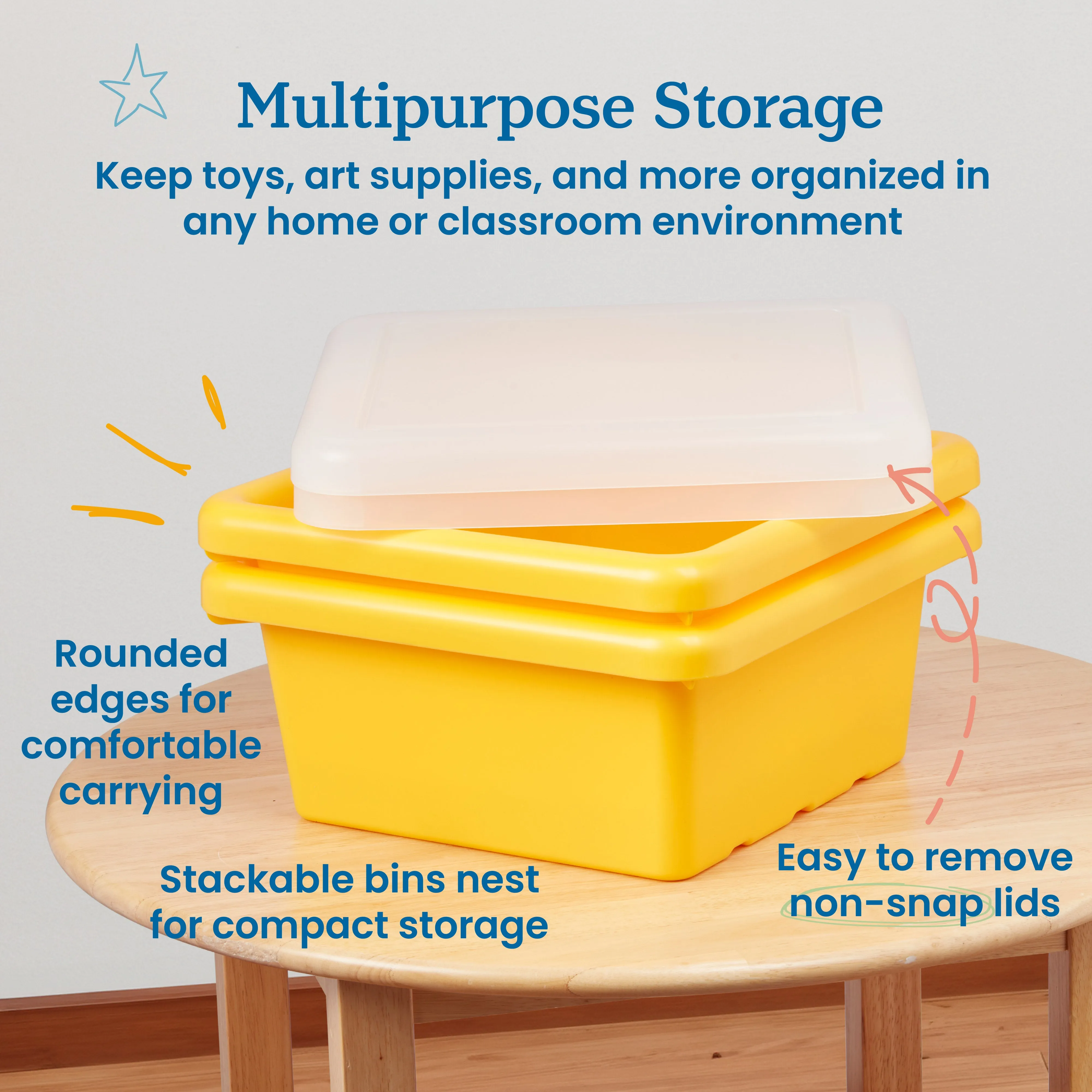 Square Bin with Lid, Storage Containers, 2-Pack