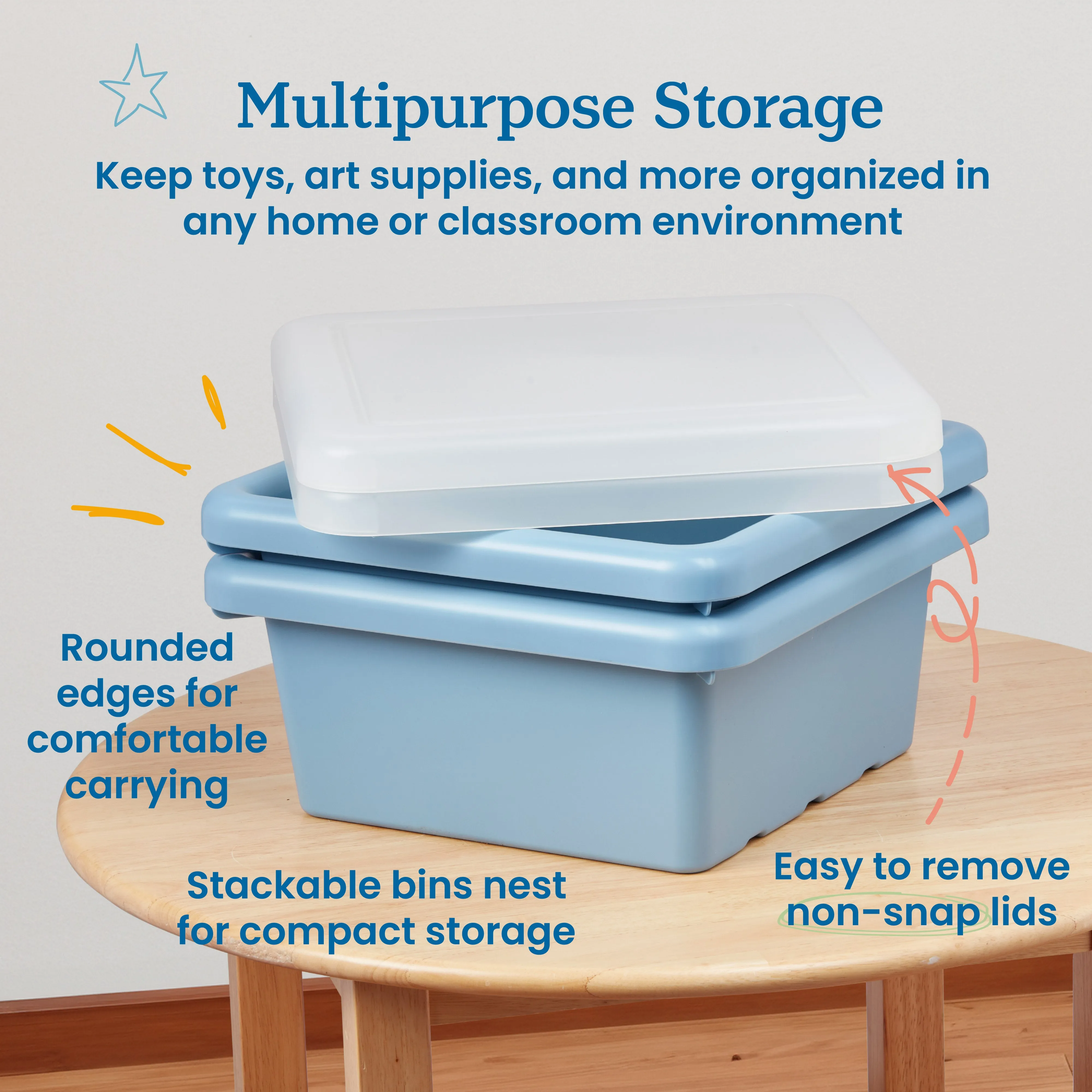 Square Bin with Lid, Storage Containers, 2-Pack