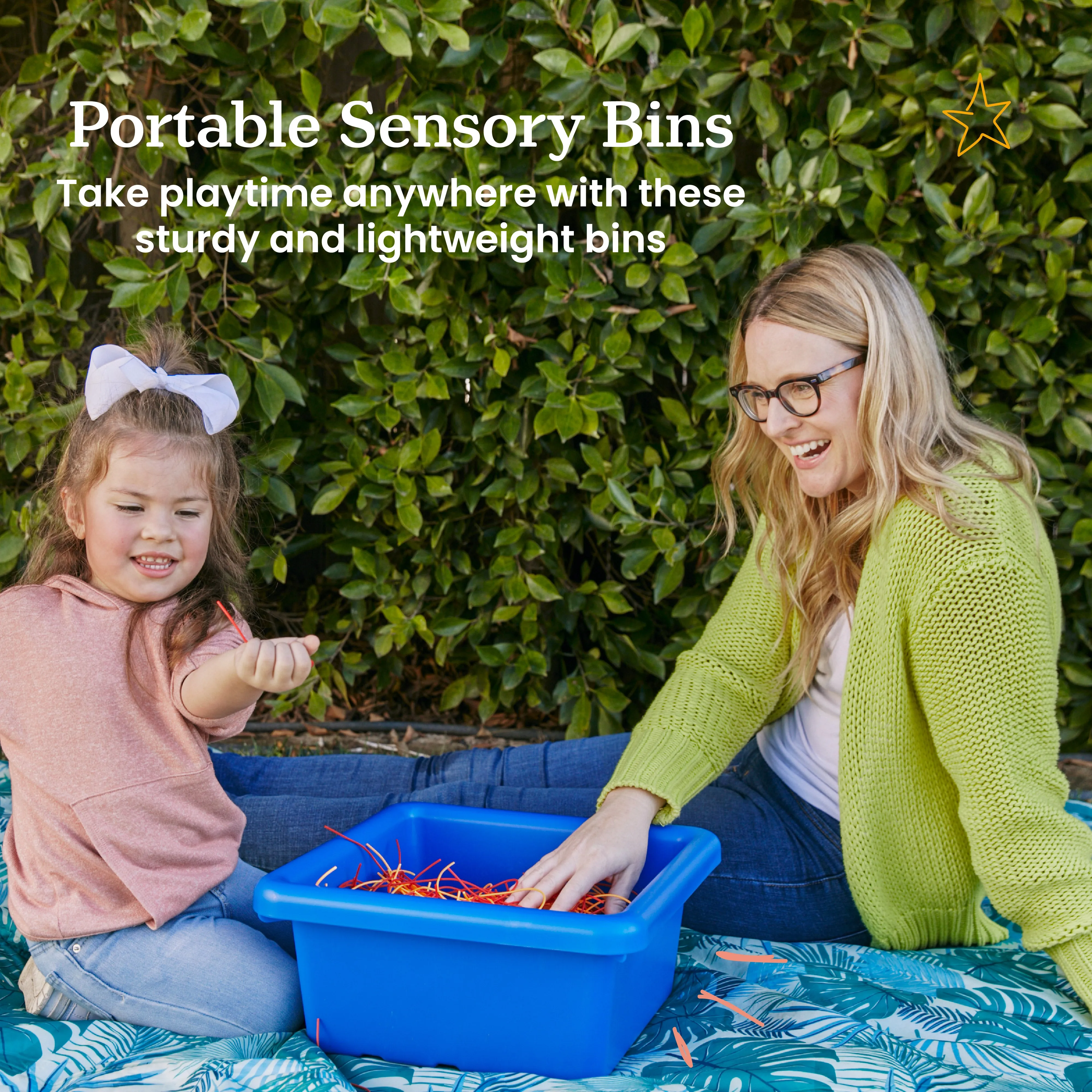 Square Bin with Lid, Storage Containers, 2-Pack
