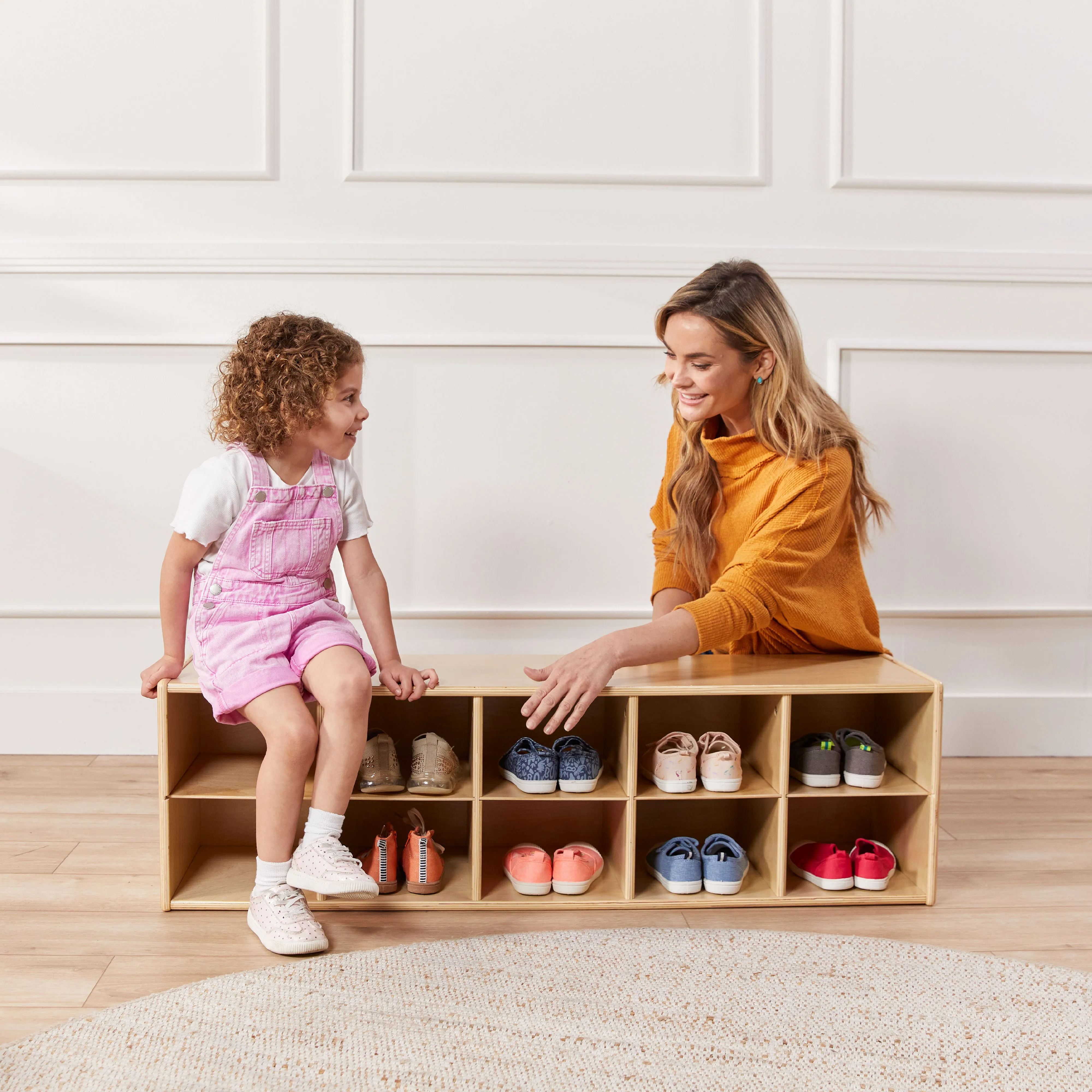 Streamline 10 Cubby Tray Cabinet with Scoop Front Storage Bins, 2x5, Natural, Classroom Furniture