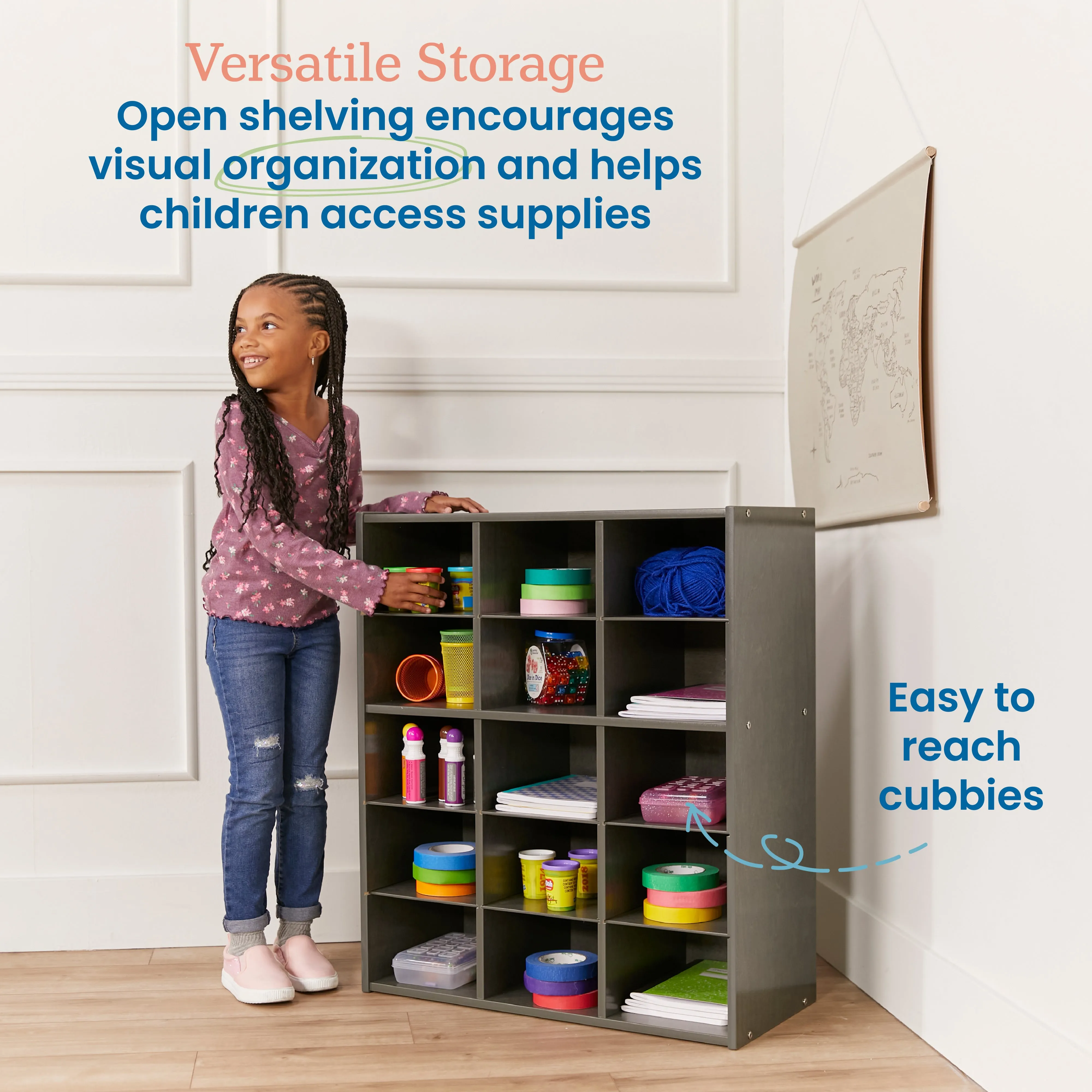 Streamline 15 Cubby Tray Storage Cabinet, 5x3, Classroom Furniture