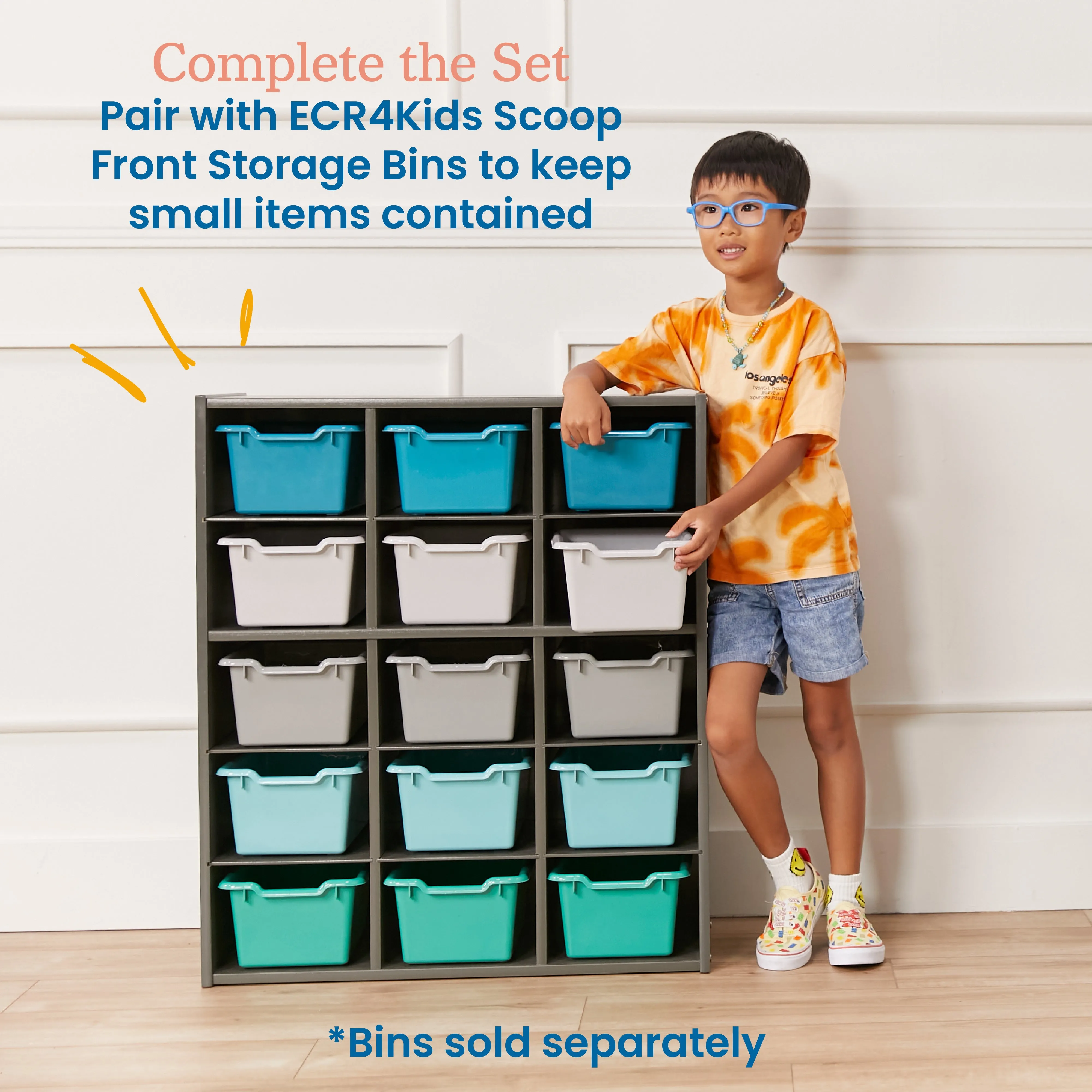 Streamline 15 Cubby Tray Storage Cabinet, 5x3, Classroom Furniture