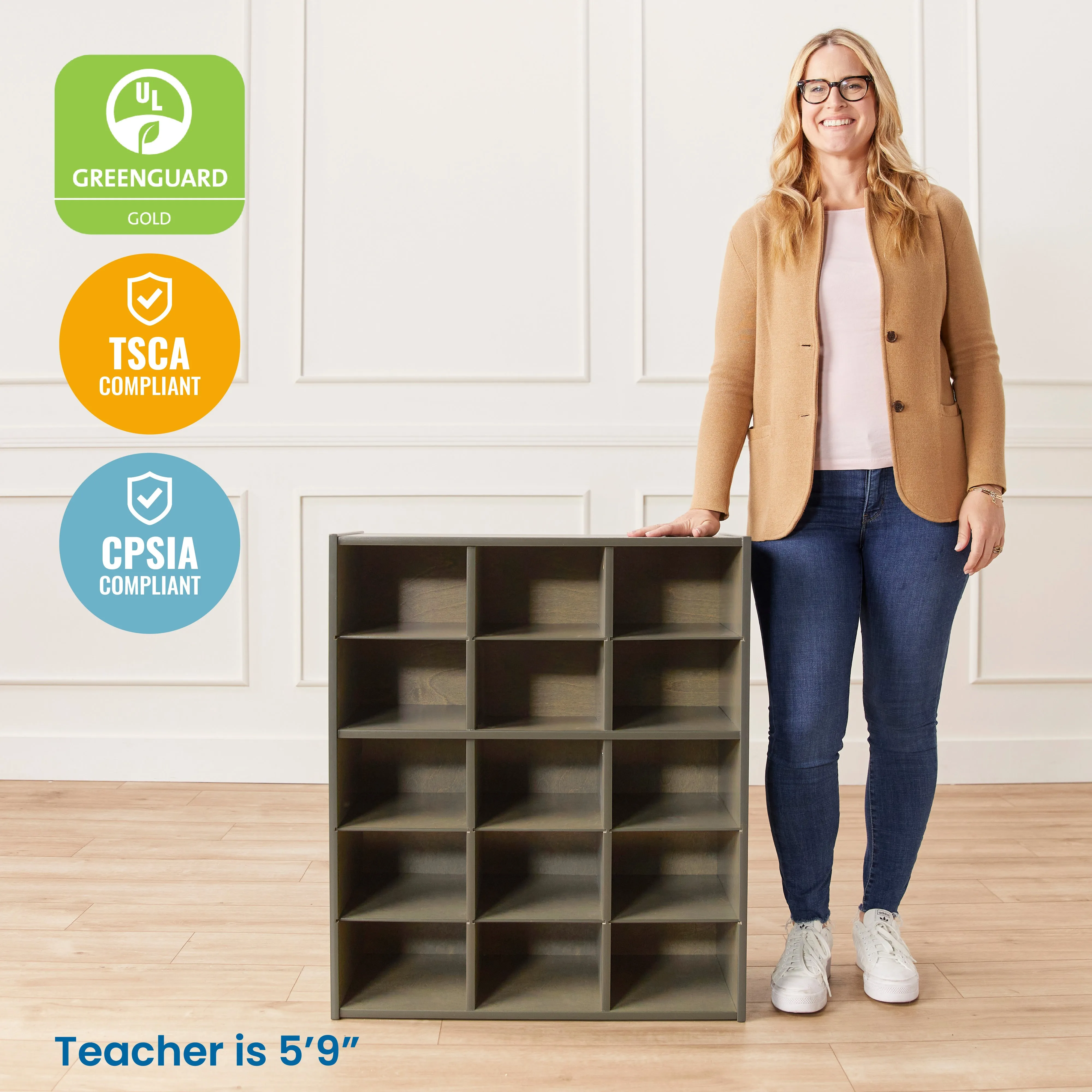 Streamline 15 Cubby Tray Storage Cabinet, 5x3, Classroom Furniture