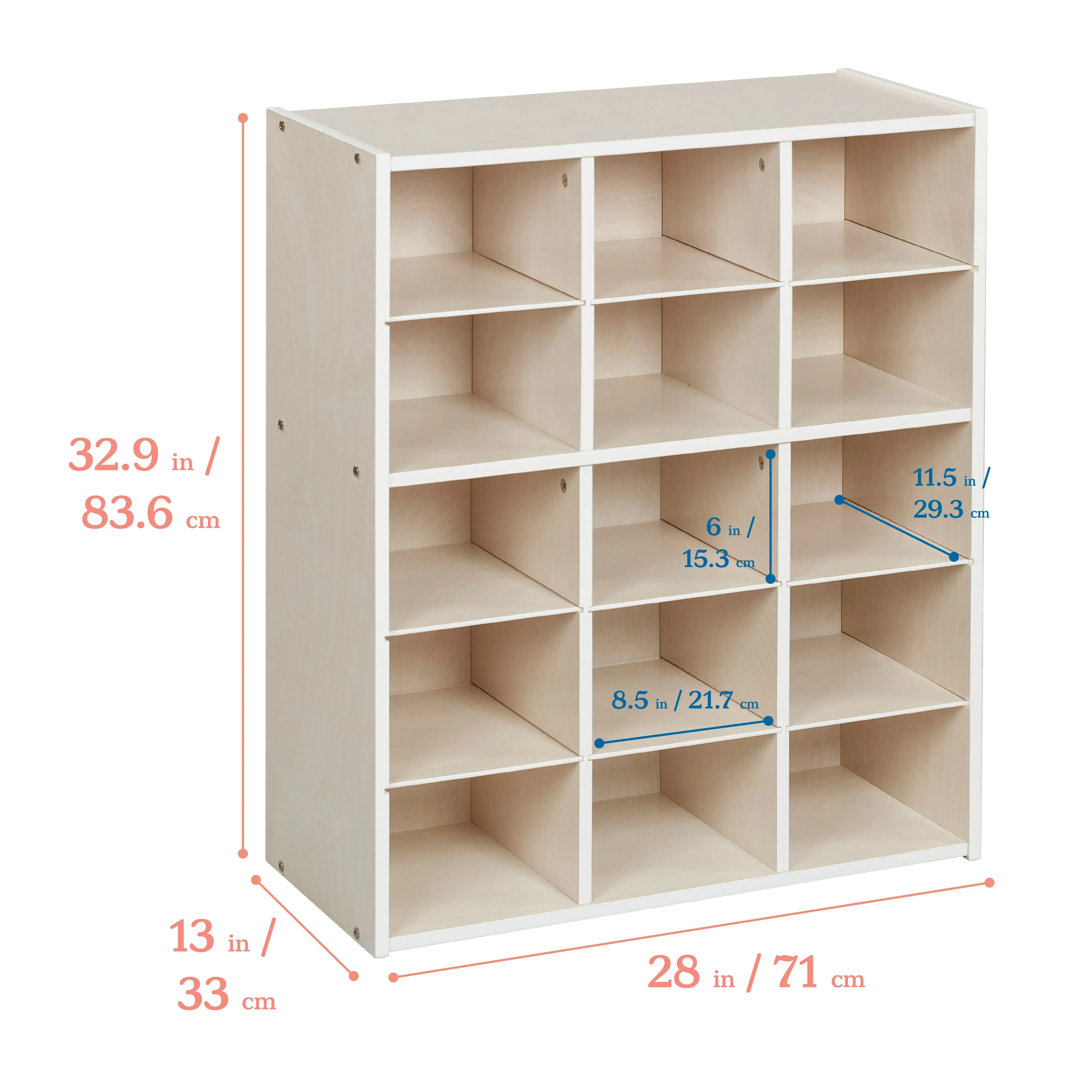 Streamline 15 Cubby Tray Storage Cabinet, 5x3, Classroom Furniture