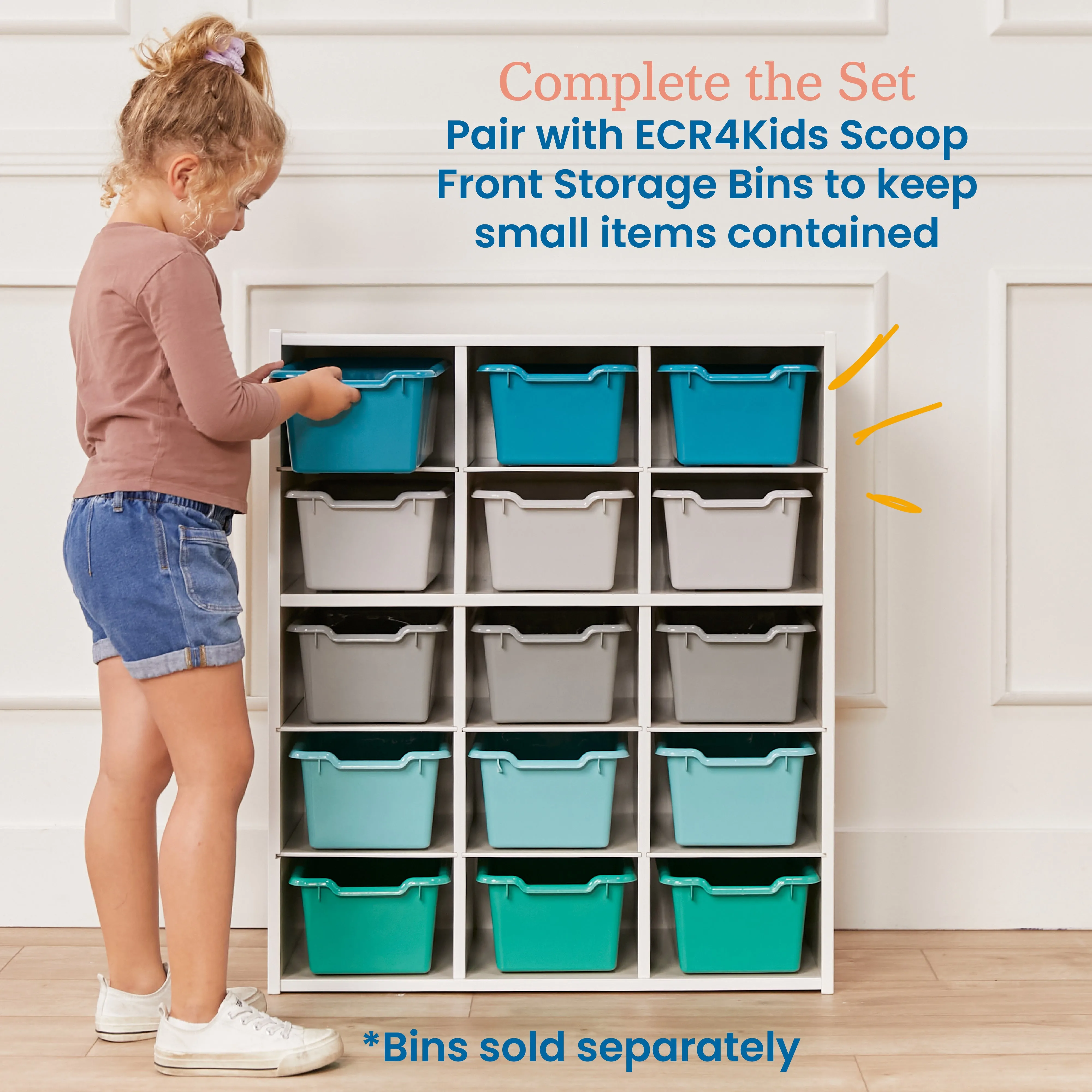 Streamline 15 Cubby Tray Storage Cabinet, 5x3, Classroom Furniture