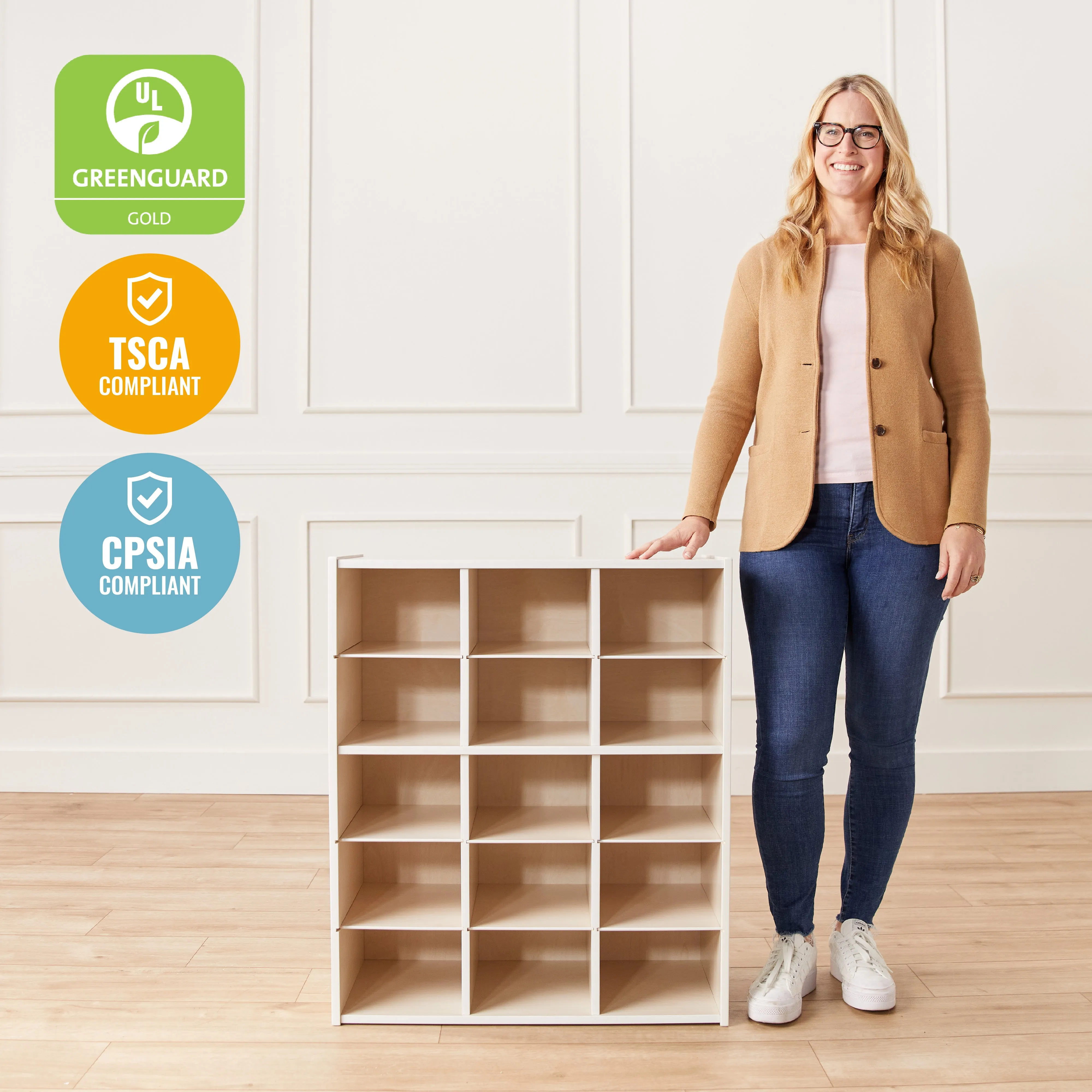 Streamline 15 Cubby Tray Storage Cabinet, 5x3, Classroom Furniture