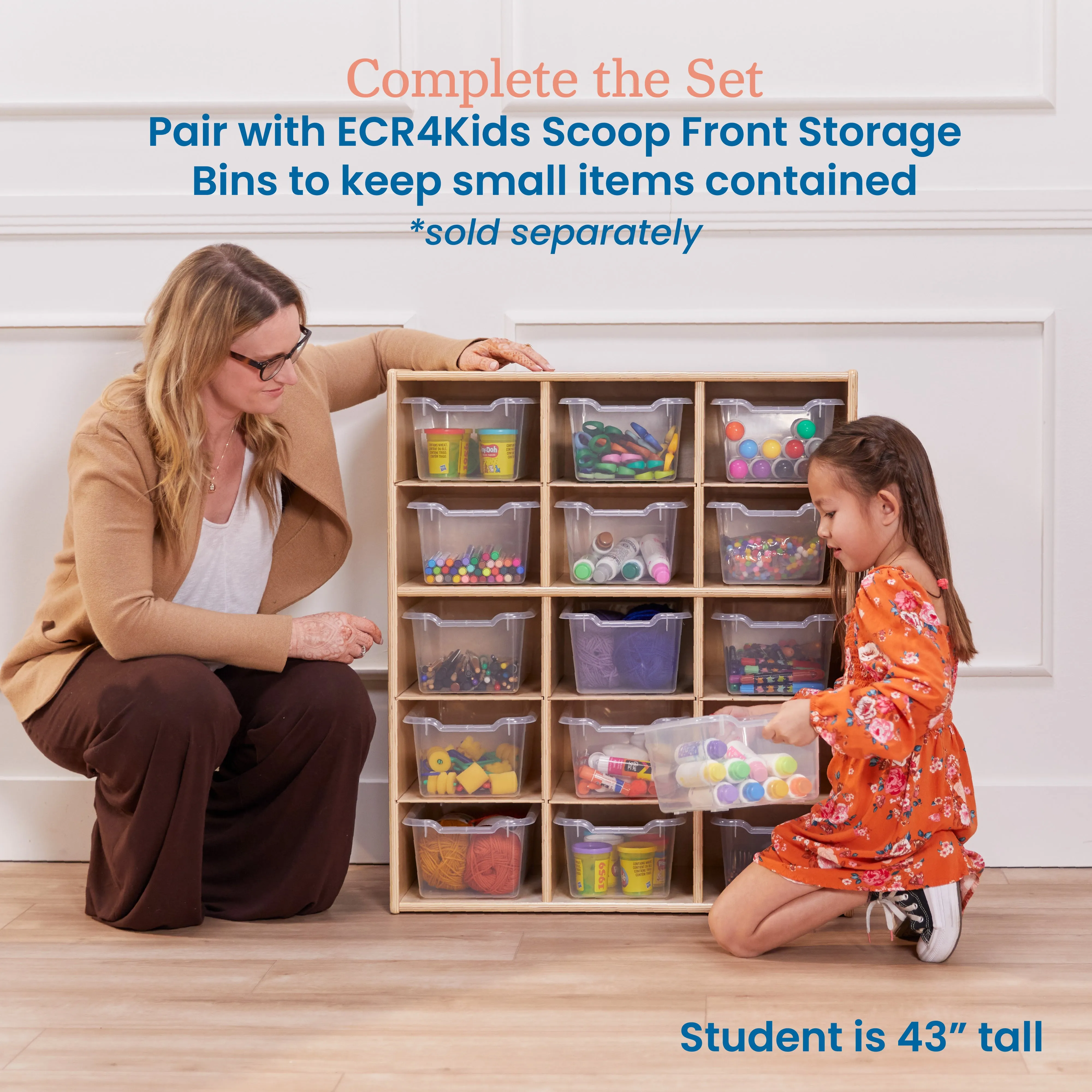Streamline 15 Cubby Tray Storage Cabinet, 5x3, Classroom Furniture