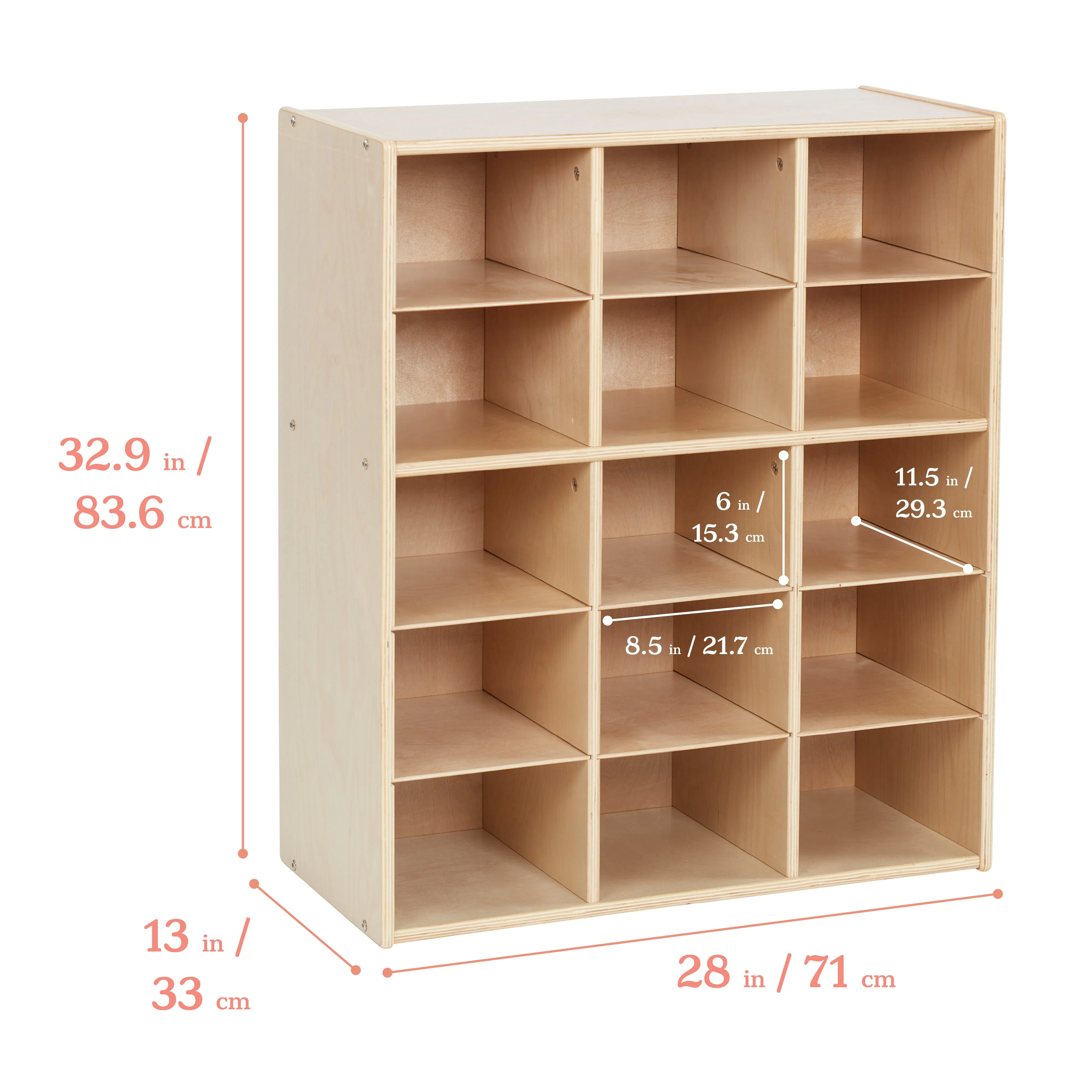 Streamline 15 Cubby Tray Storage Cabinet, 5x3, Classroom Furniture