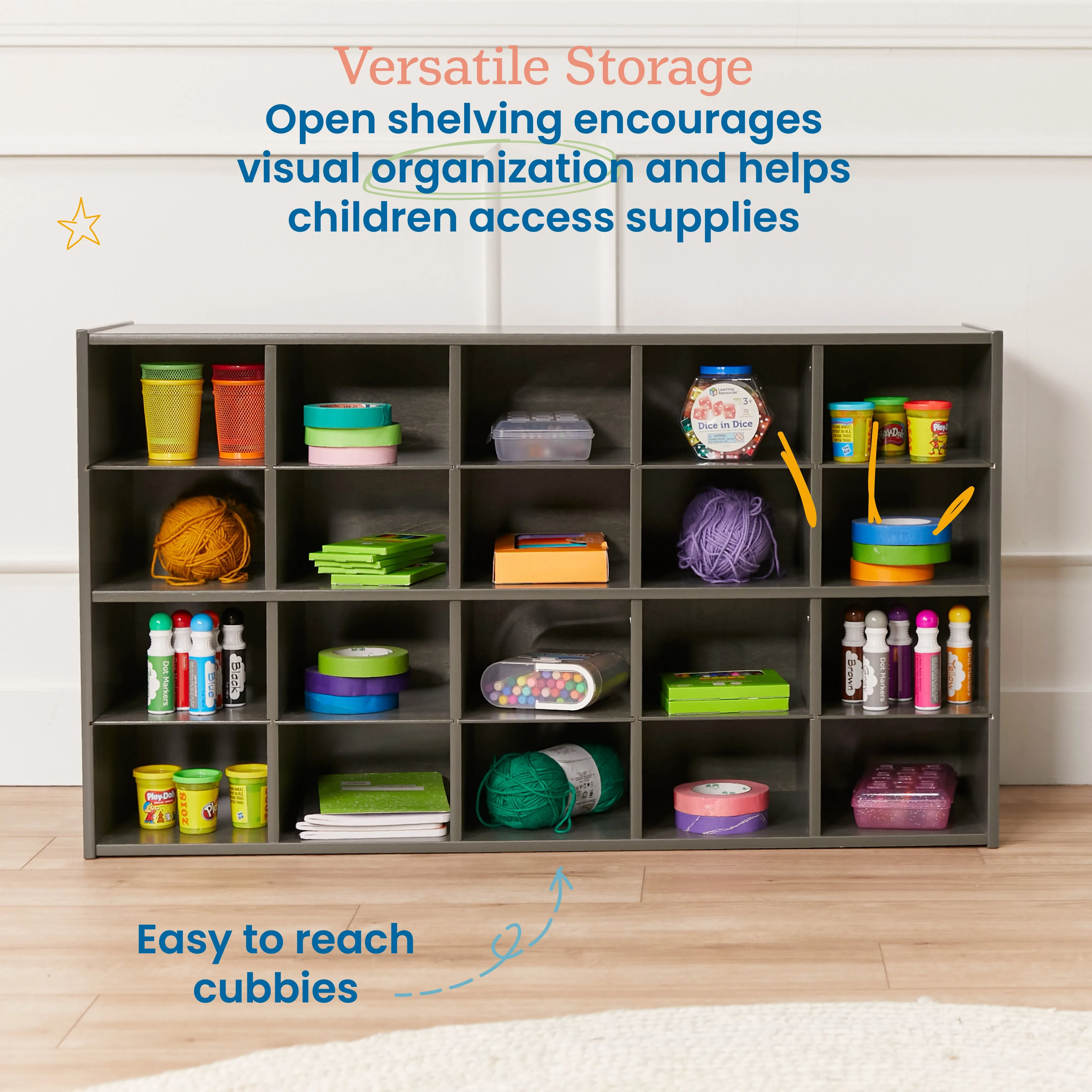 Streamline 20 Cubby Tray Storage Cabinet, 4x5
