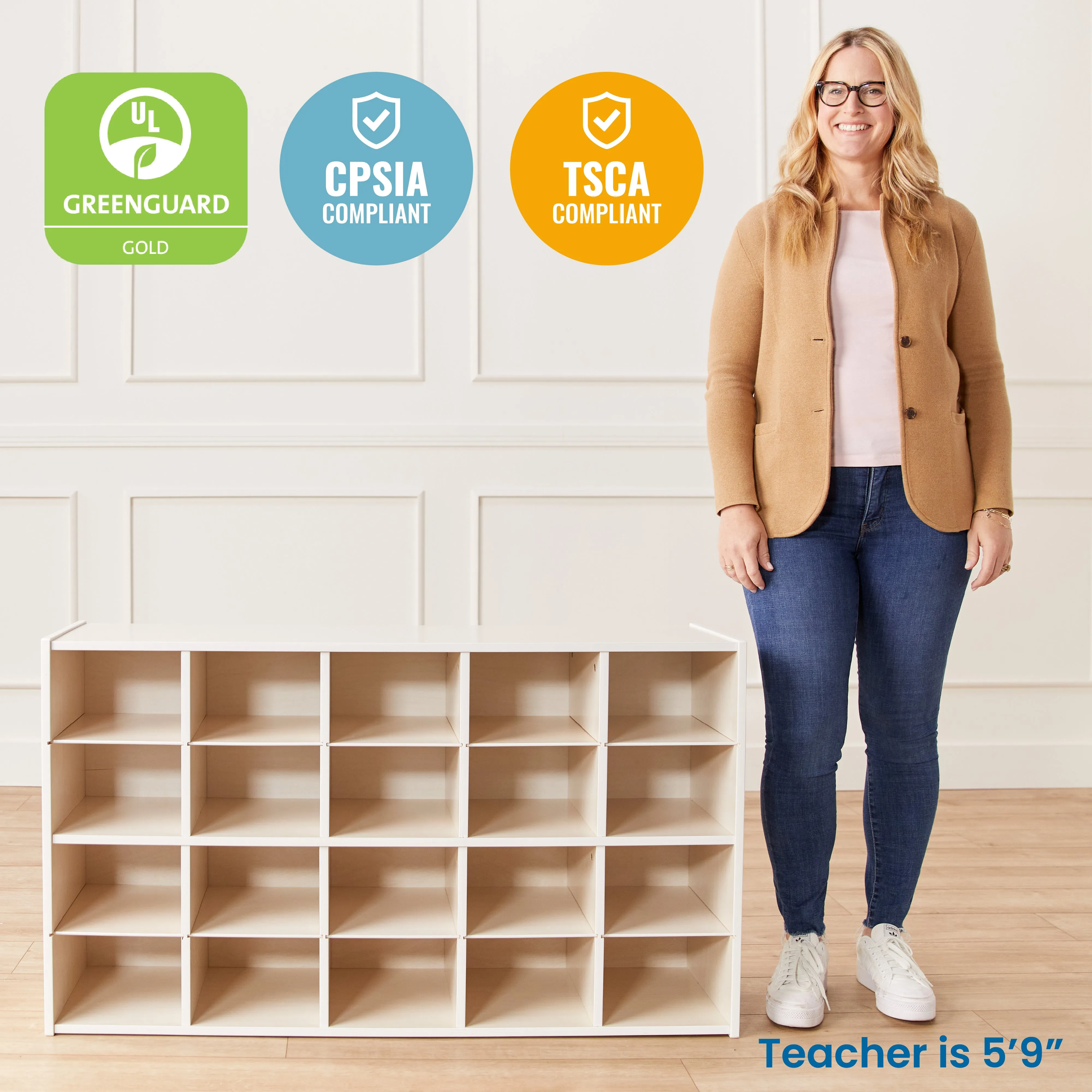 Streamline 20 Cubby Tray Storage Cabinet, 4x5