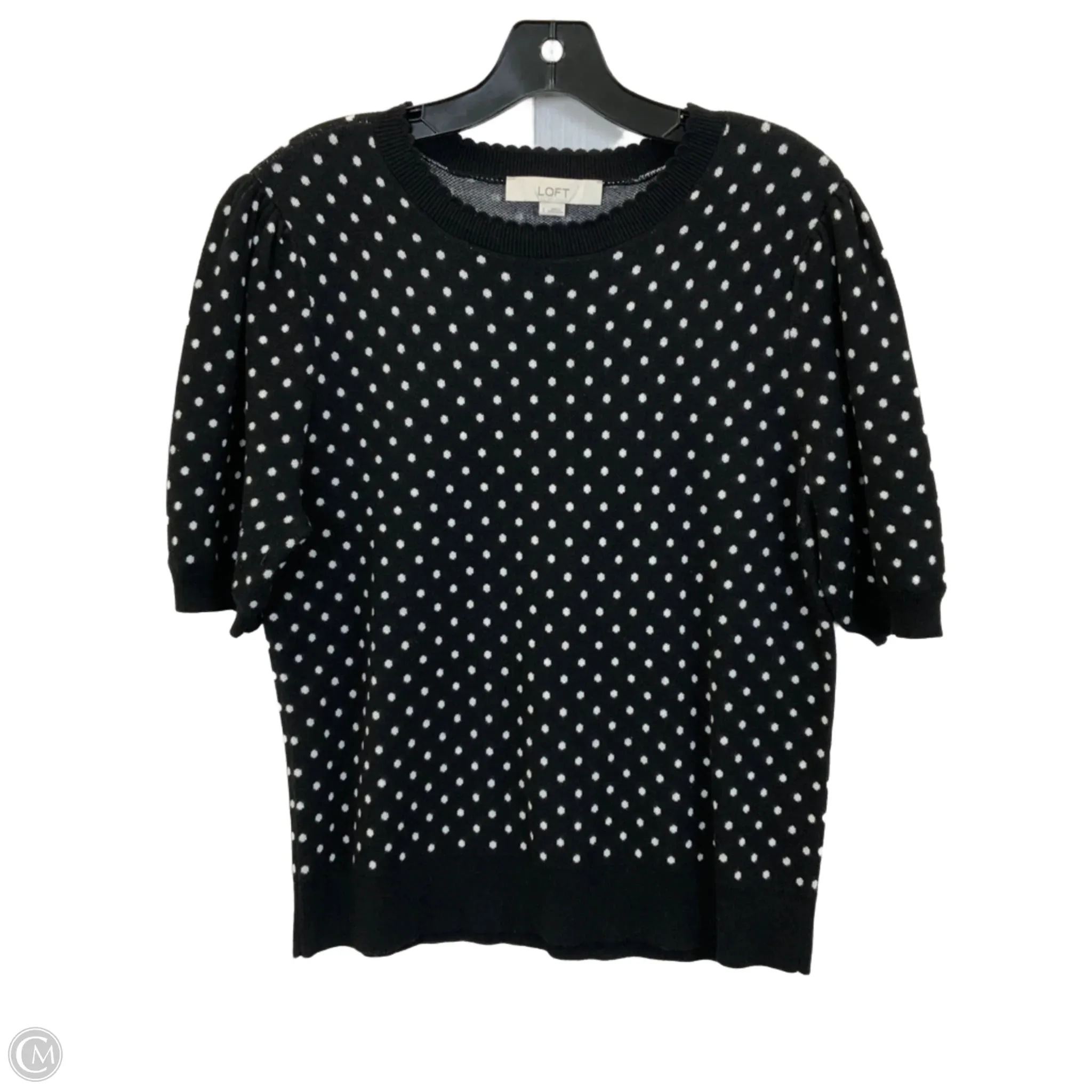 Sweater Short Sleeve By Loft In Black, Size: L