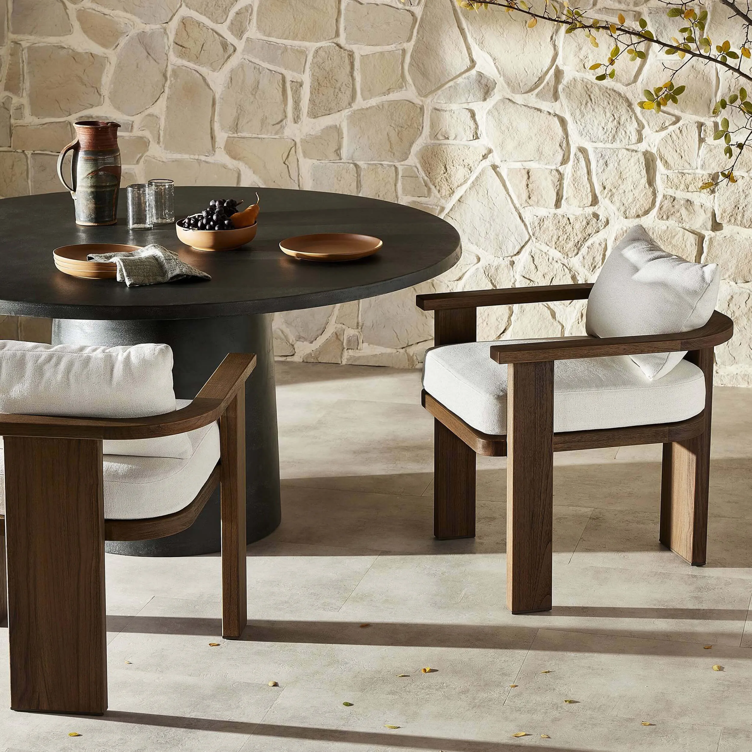 Tahana Outdoor Dining Arm Chair, Alessi Linen