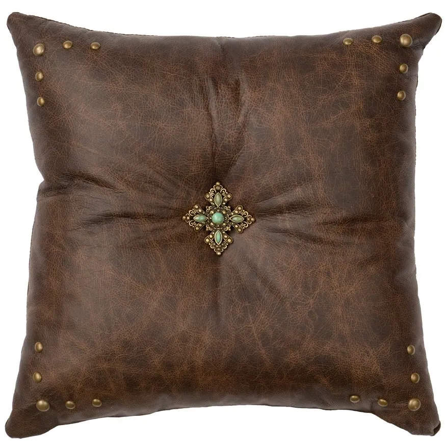 Texas Leather Cross Pillow