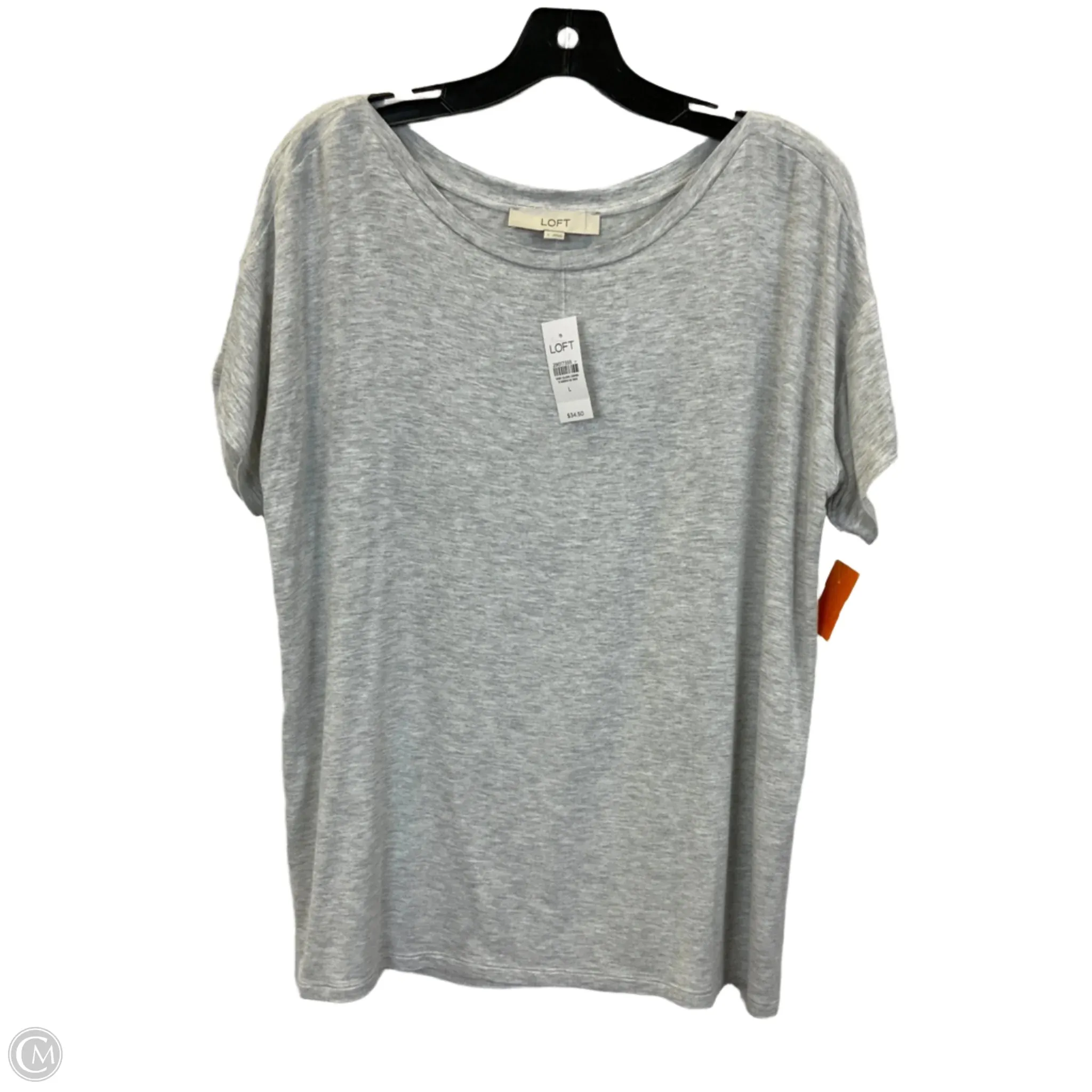 Top Short Sleeve Basic By Loft In Grey, Size: L