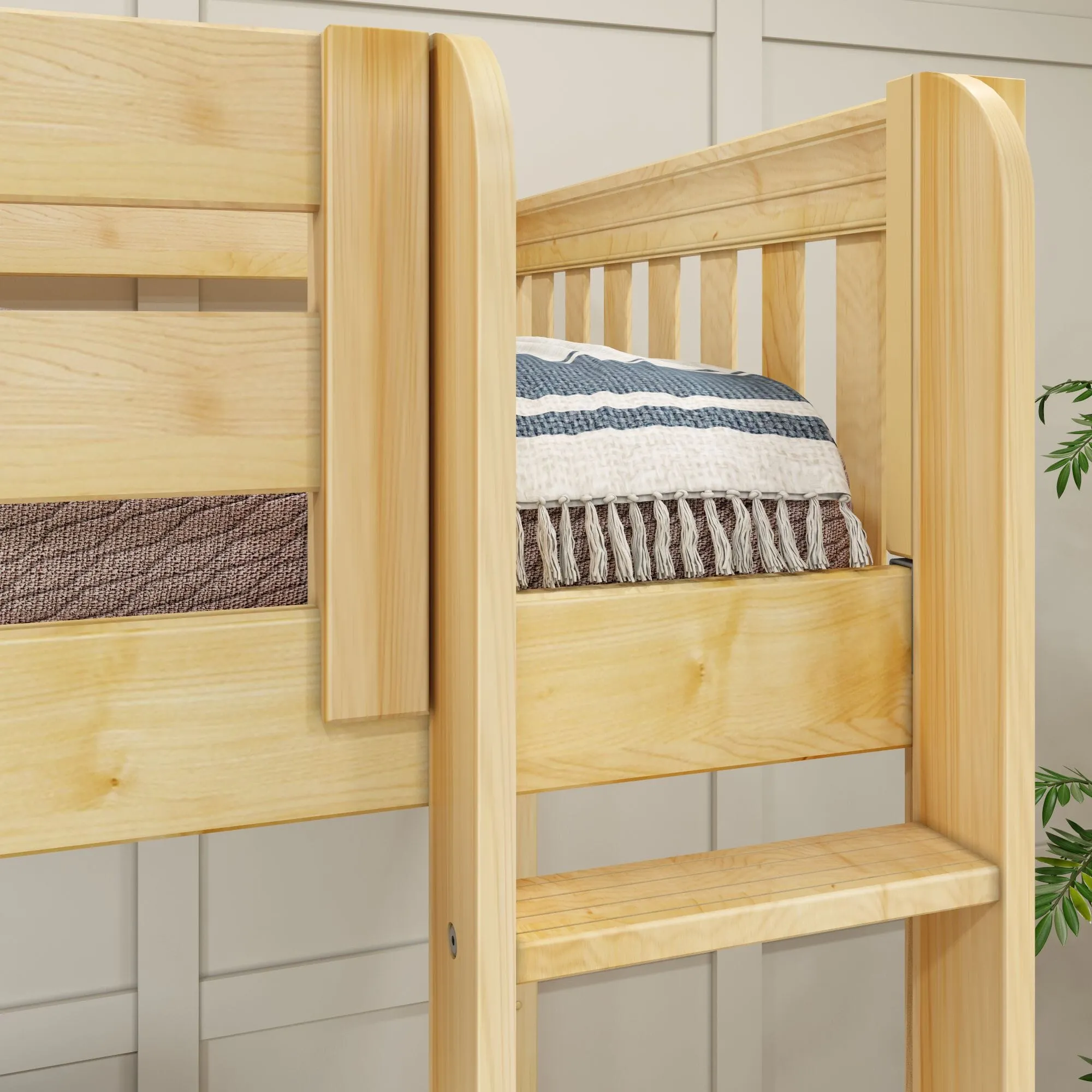 Twin High Corner Loft Bunk with Straight Ladder and Angled Ladder