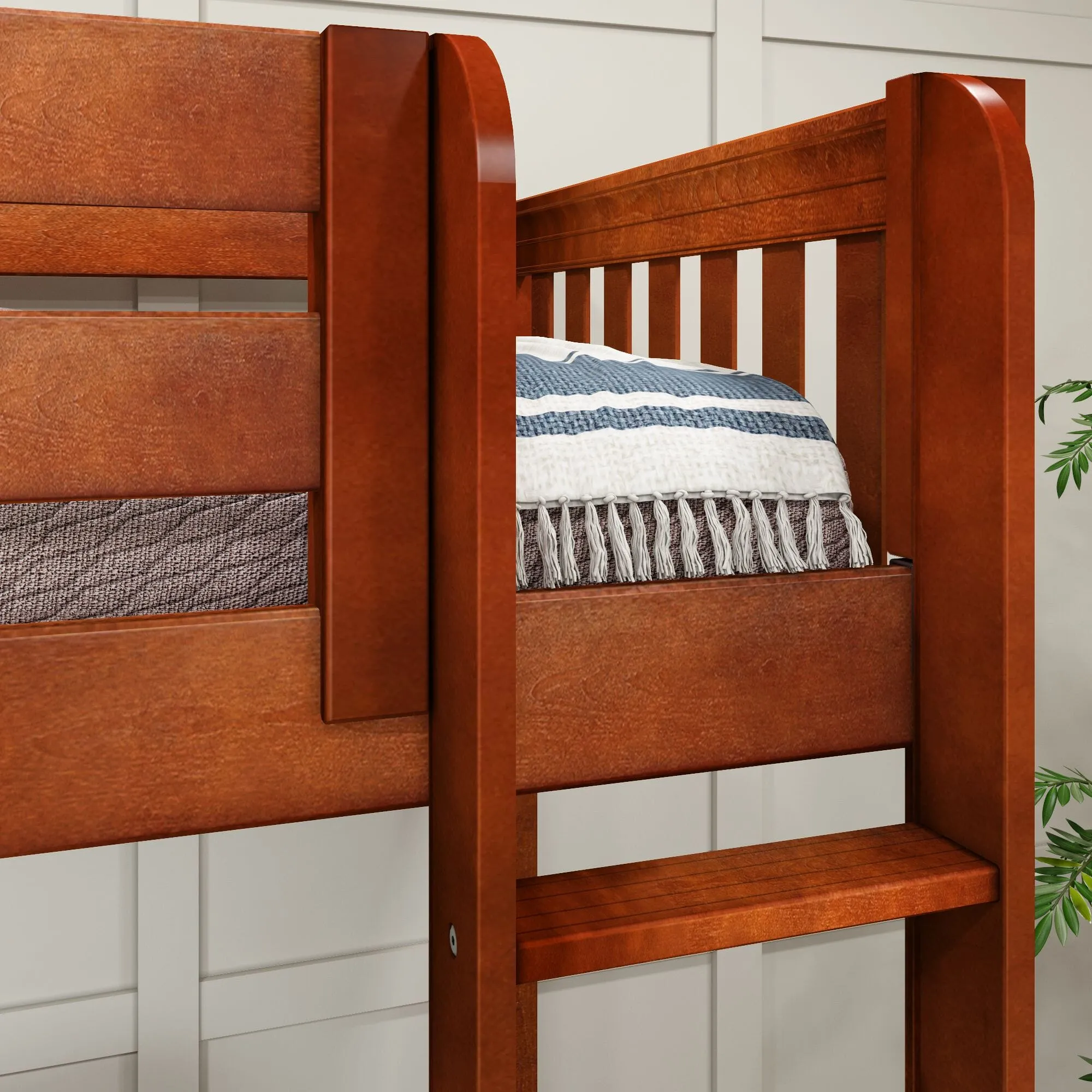 Twin High Corner Loft Bunk with Straight Ladder and Angled Ladder
