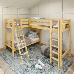 Twin High Corner Loft Bunk with Straight Ladder and Angled Ladder