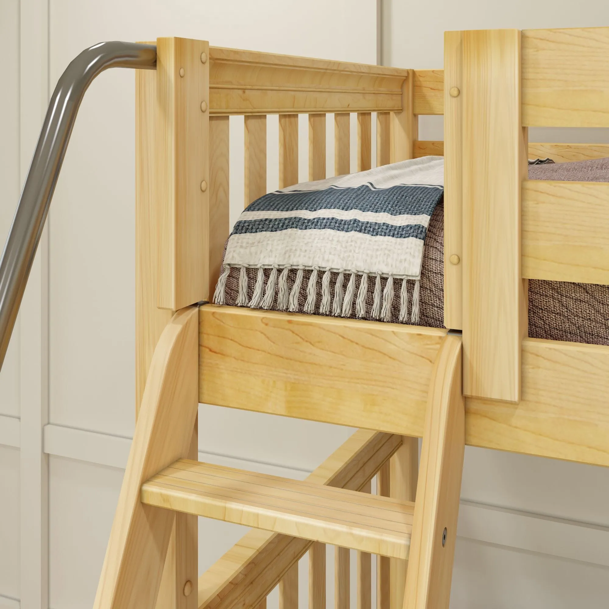 Twin High Corner Loft Bunk with Straight Ladder and Angled Ladder