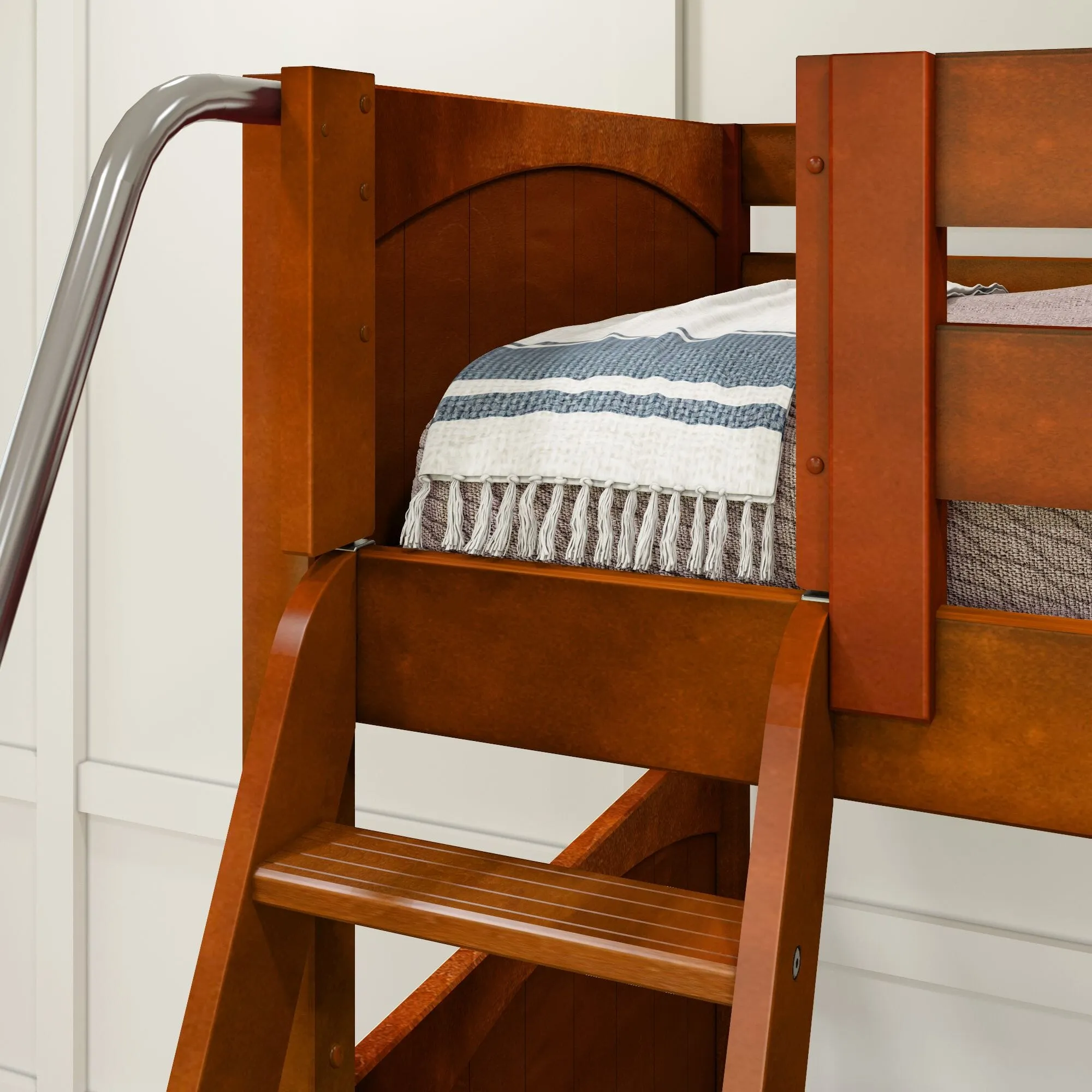 Twin High Corner Loft Bunk with Straight Ladder and Angled Ladder
