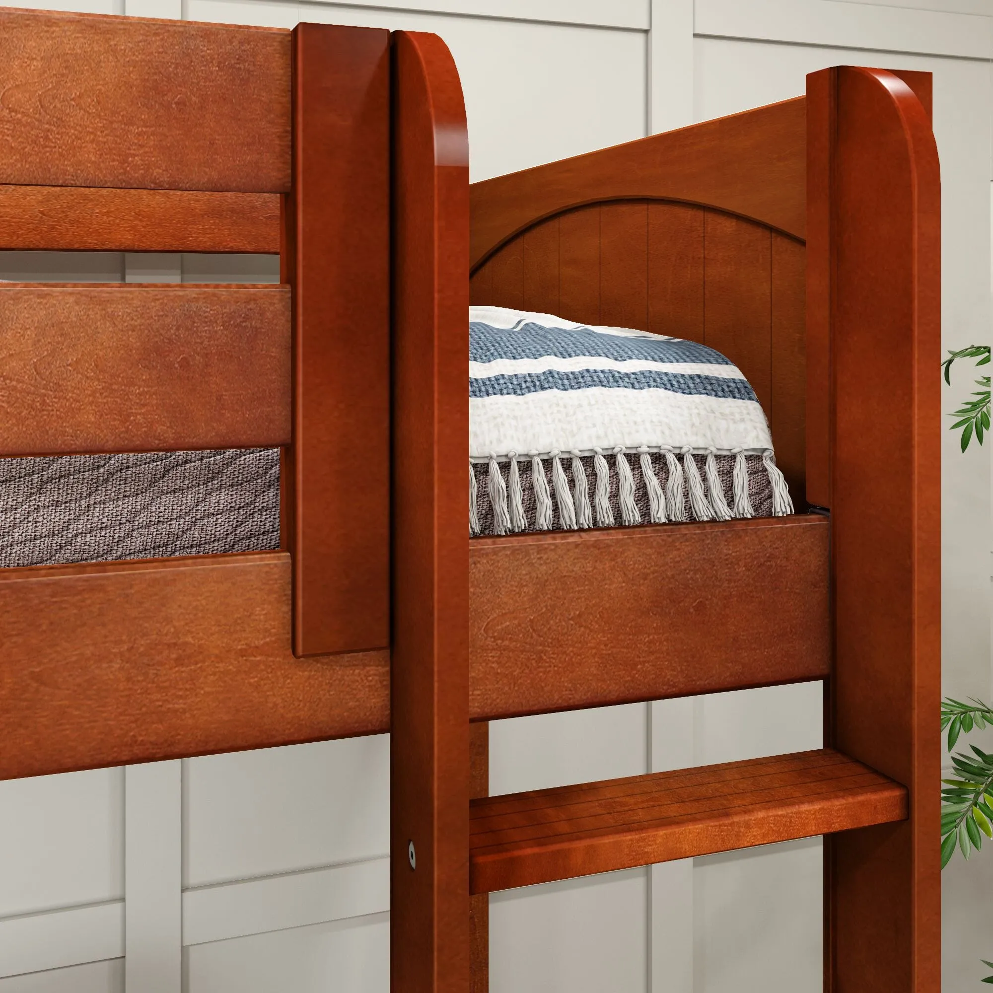 Twin High Corner Loft Bunk with Straight Ladder and Angled Ladder