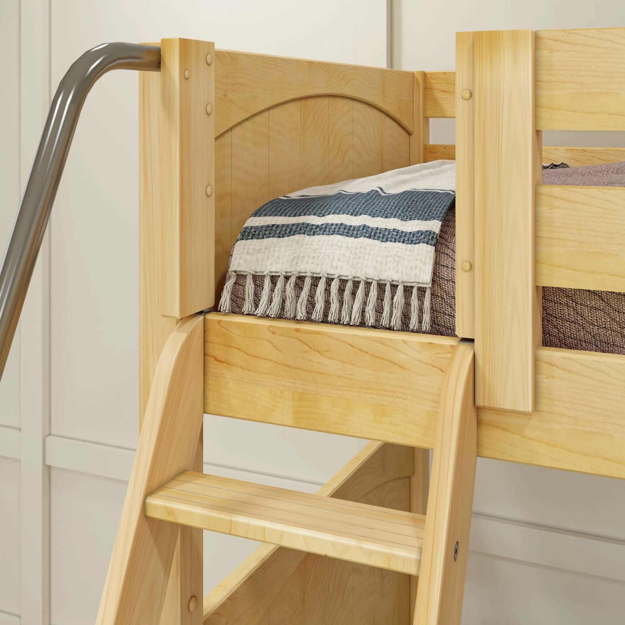 Twin High Corner Loft Bunk with Straight Ladder and Angled Ladder