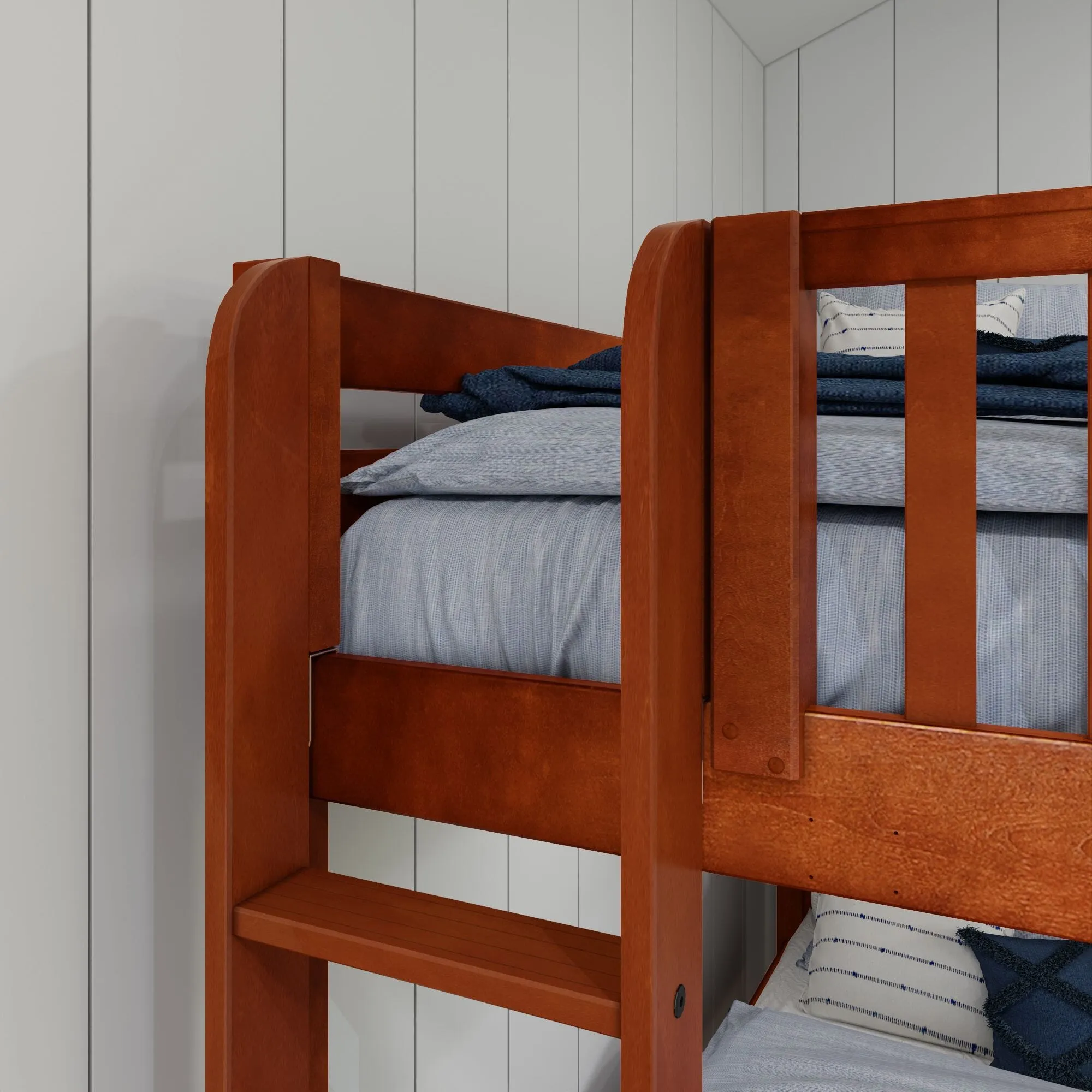 Twin High Corner Loft Bunk with Straight Ladders on Ends