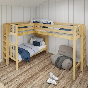 Twin High Corner Loft Bunk with Straight Ladders on Ends