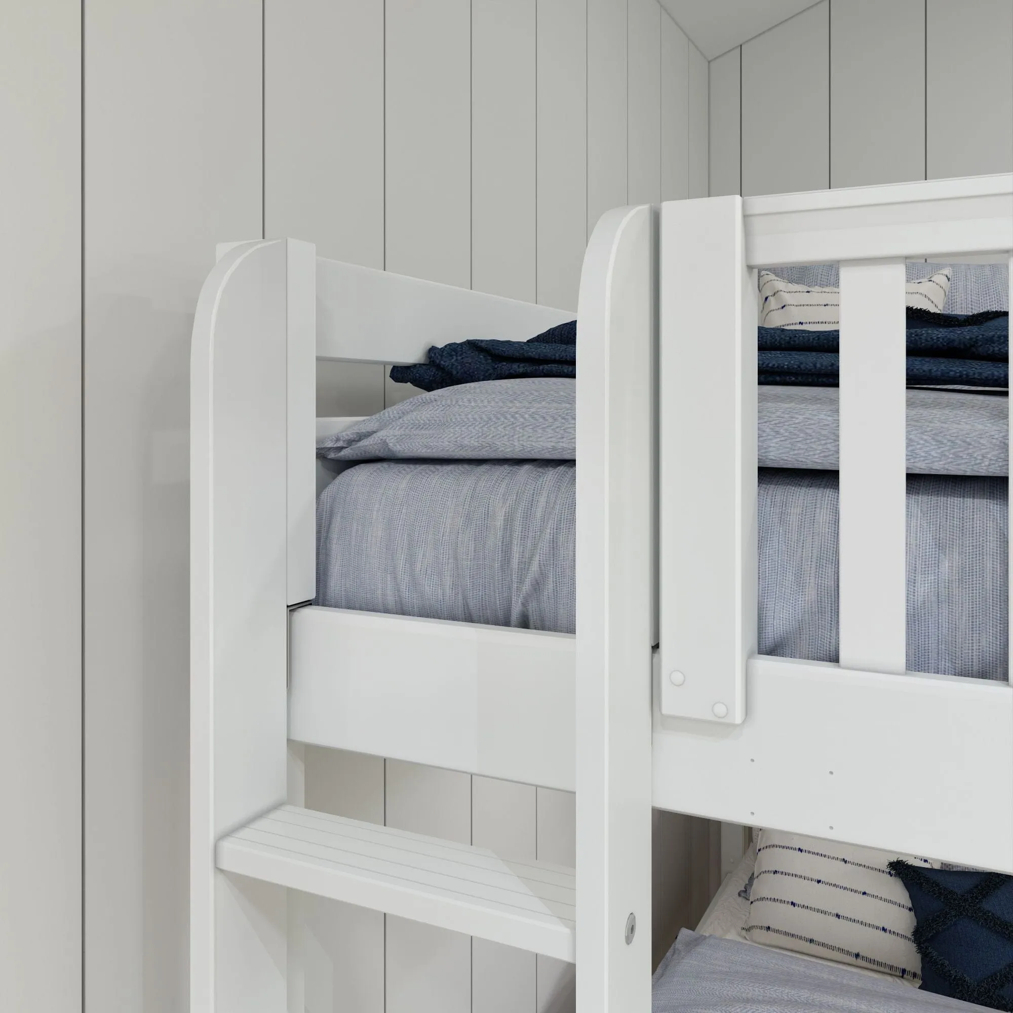 Twin High Corner Loft Bunk with Straight Ladders on Ends
