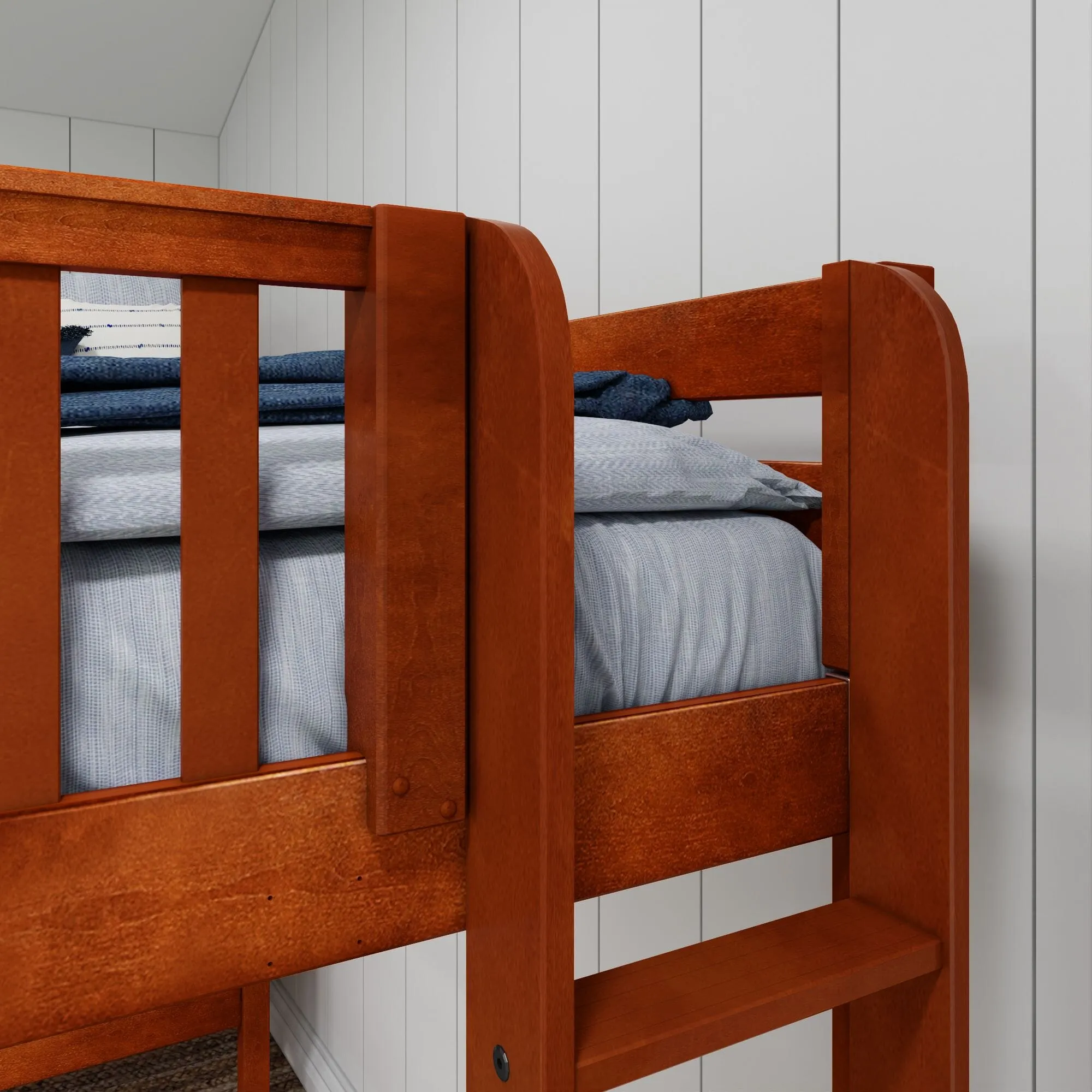 Twin High Corner Loft Bunk with Straight Ladders on Ends