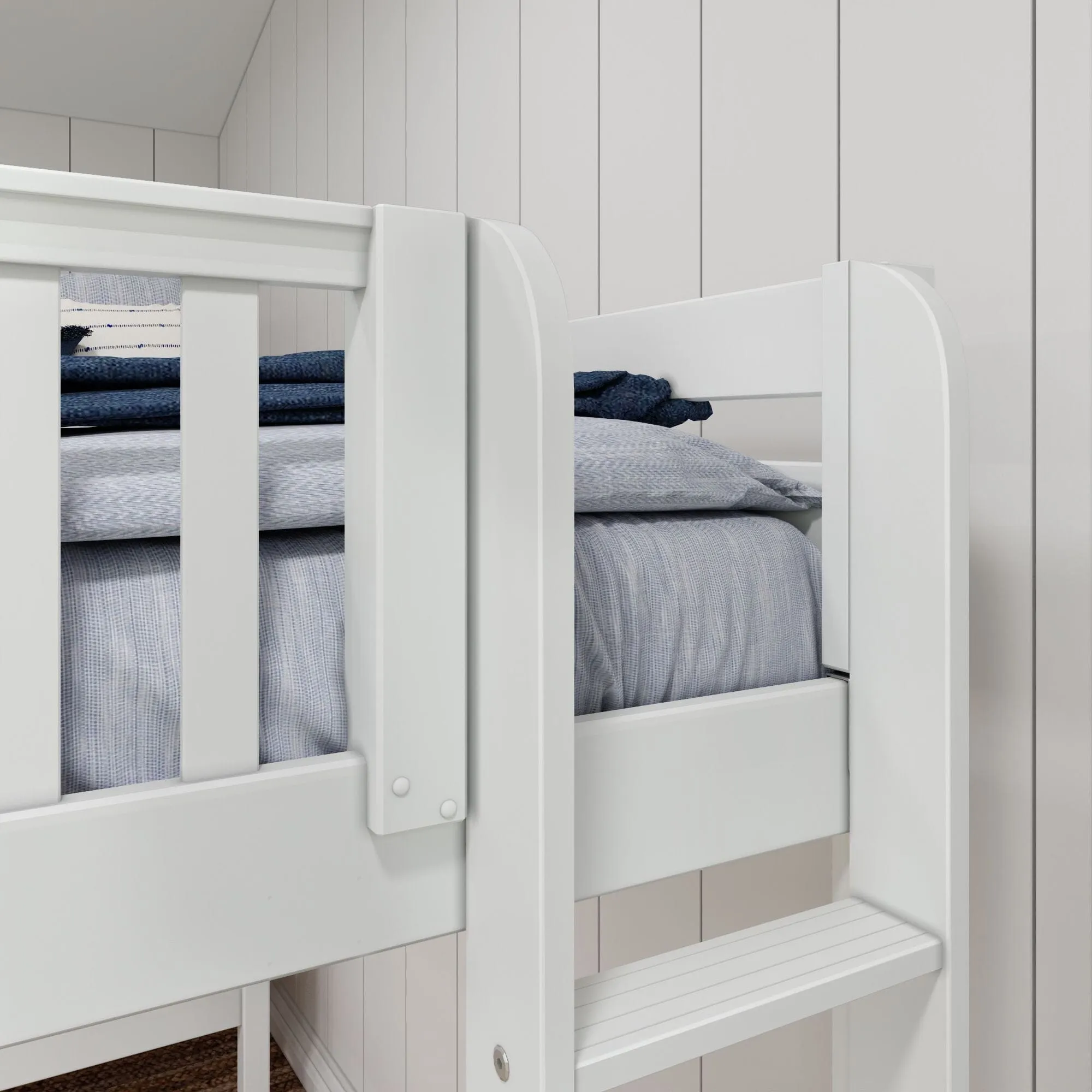 Twin High Corner Loft Bunk with Straight Ladders on Ends