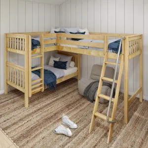 Twin Medium Corner Loft Bunk with Ladders
