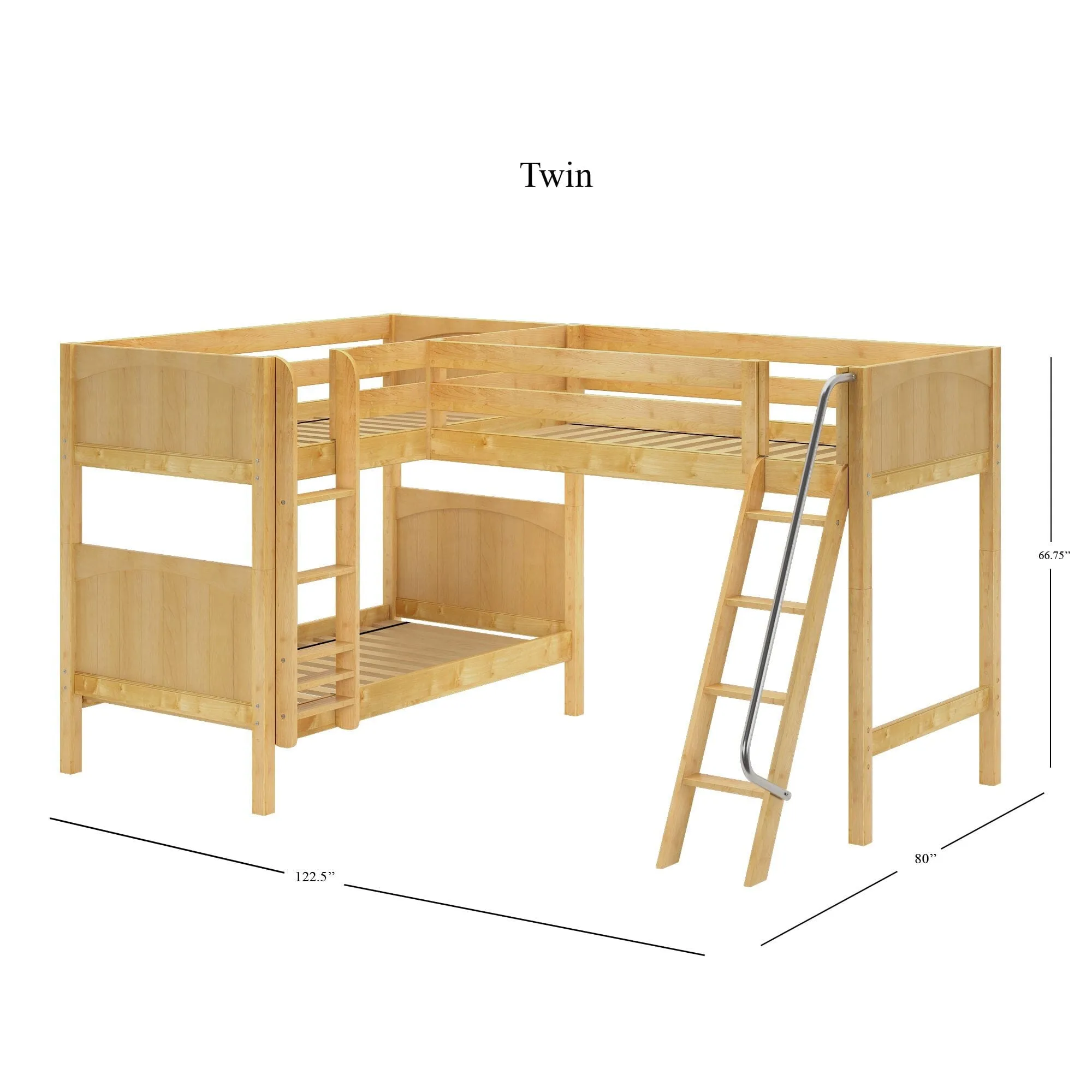 Twin Medium Corner Loft Bunk with Ladders