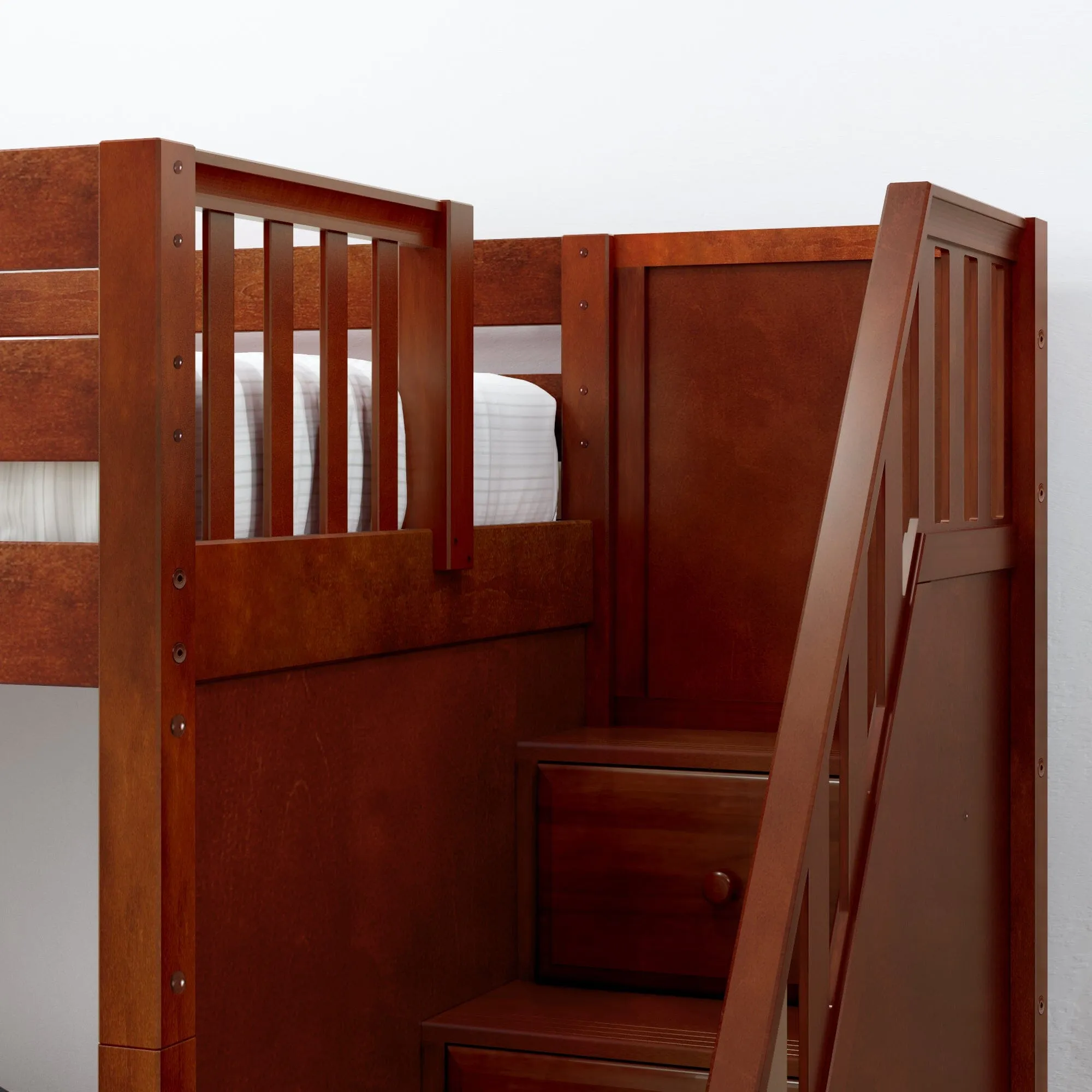 Twin over Full High Bunk Bed with Stairs