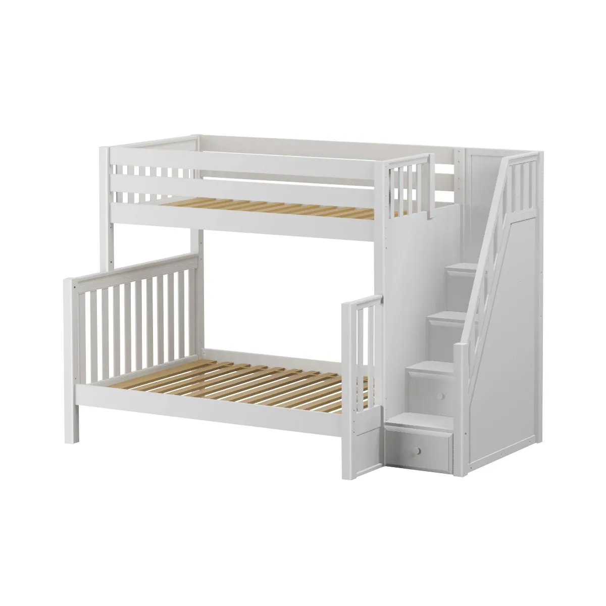Twin over Full High Bunk Bed with Stairs