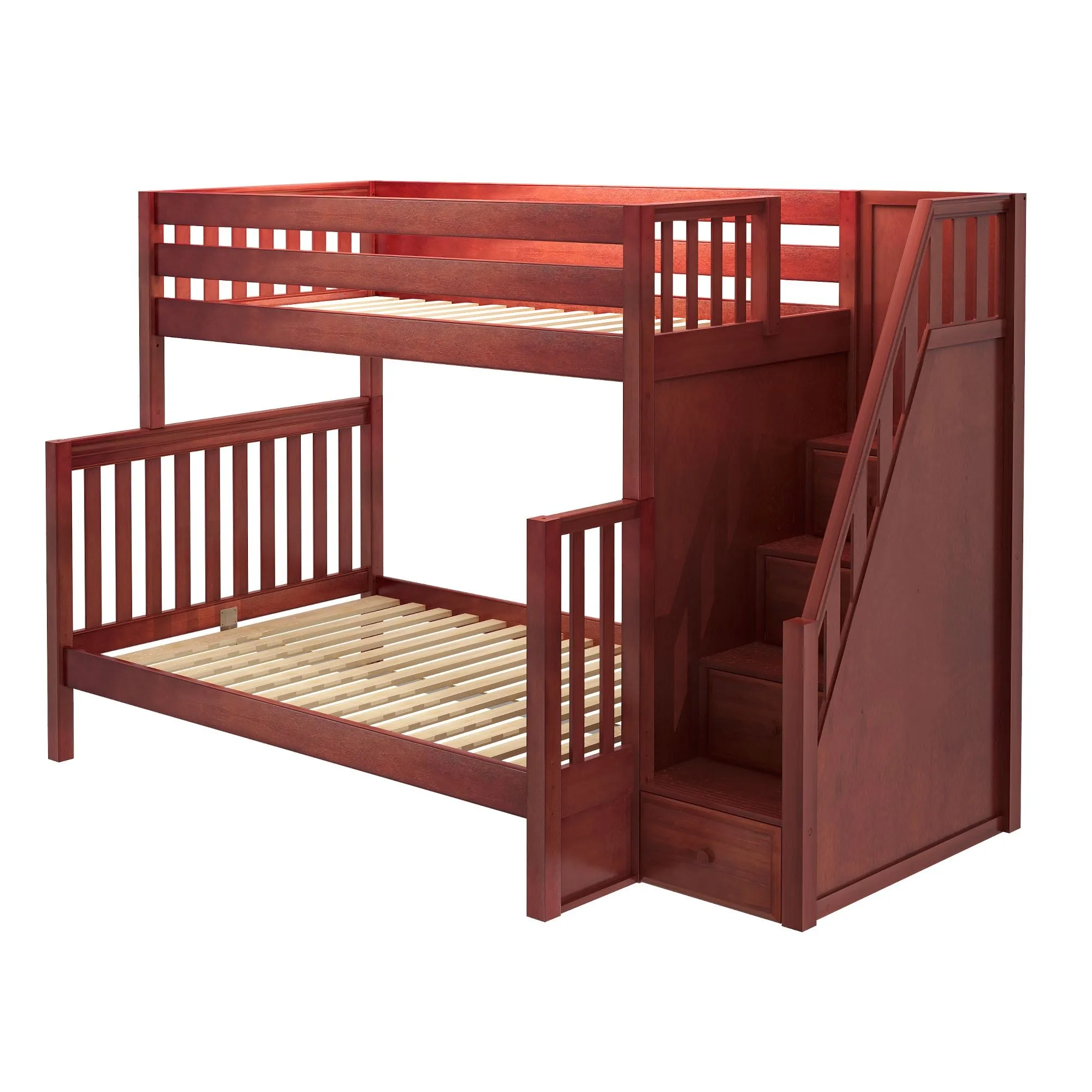 Twin over Full High Bunk Bed with Stairs