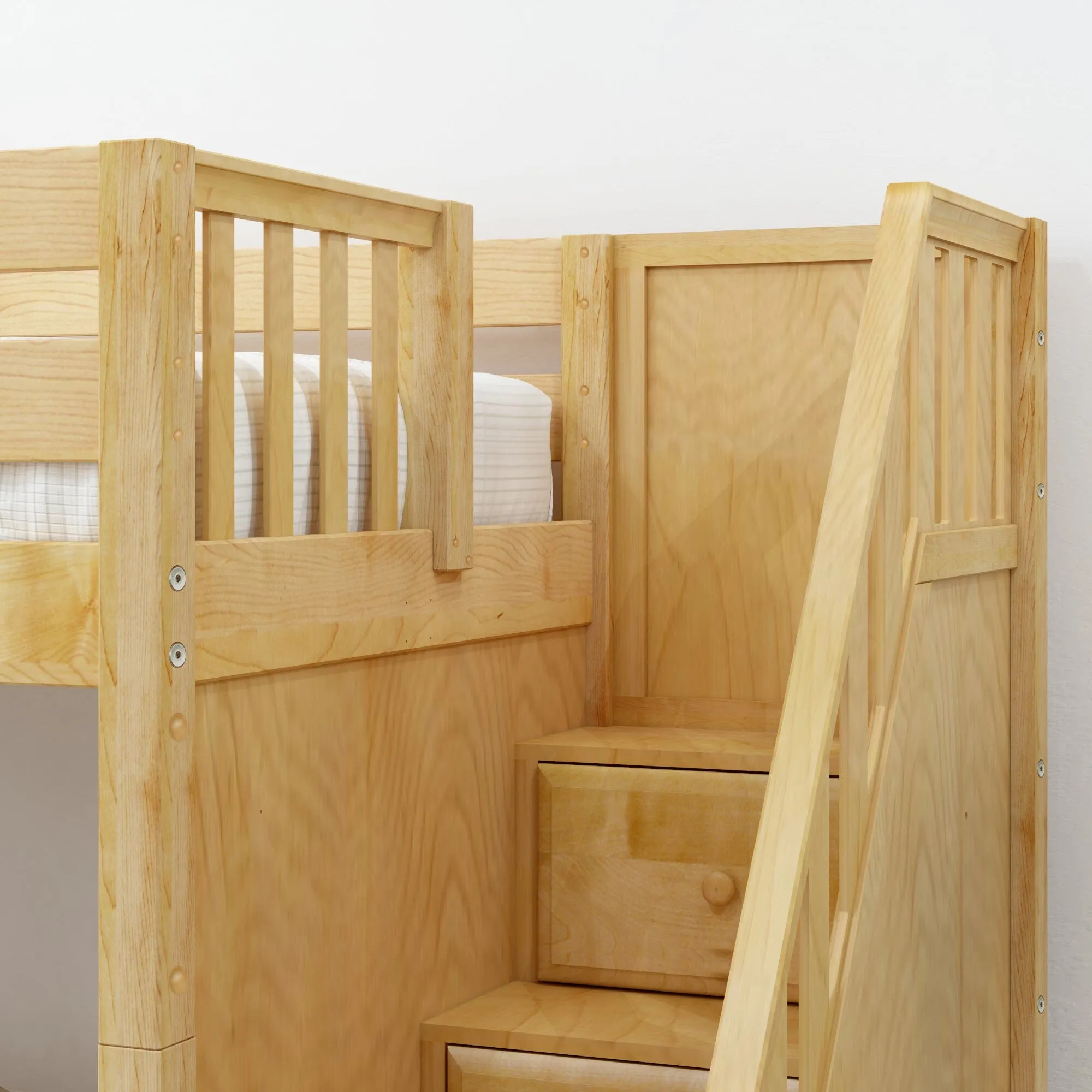 Twin over Full High Bunk Bed with Stairs