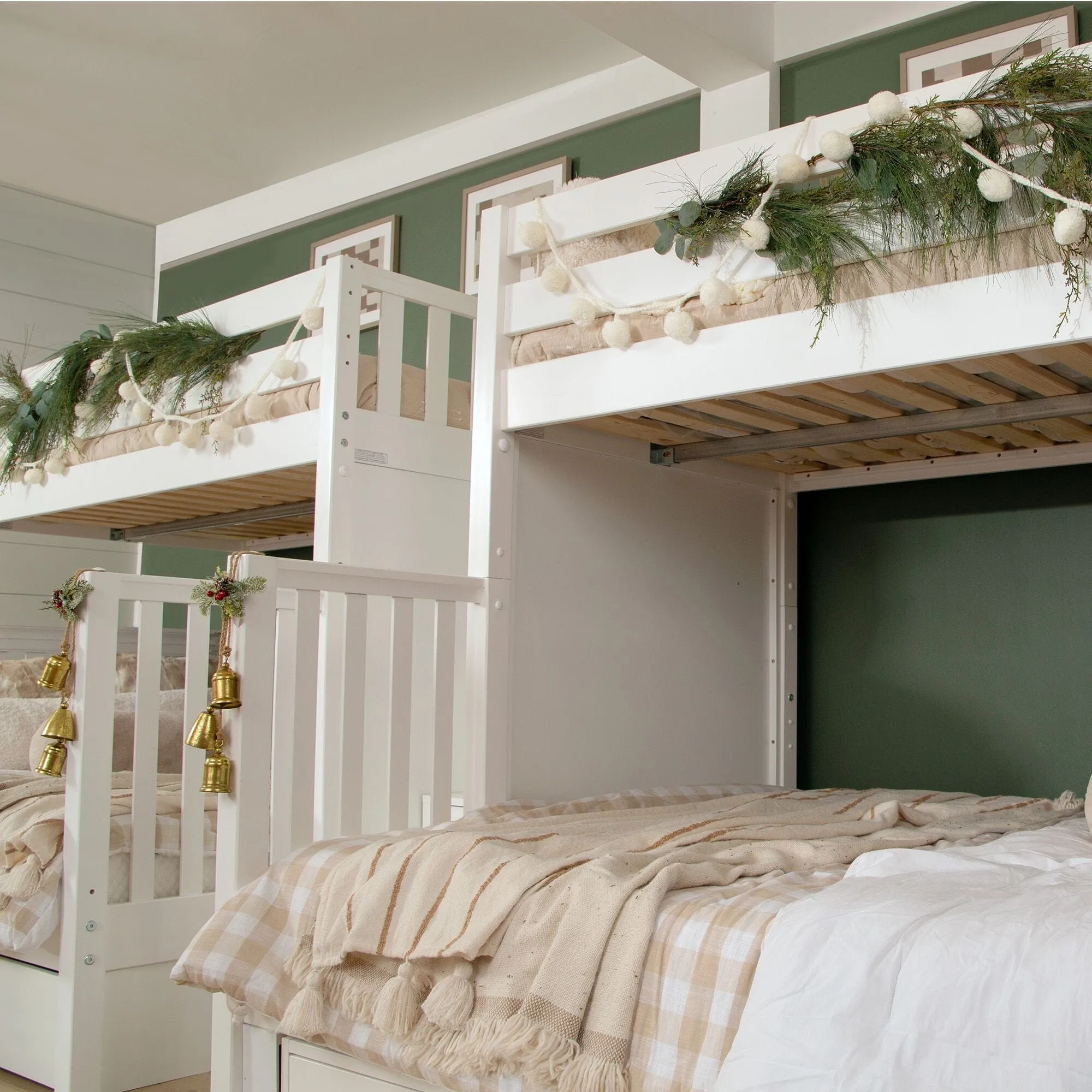 Twin XL over Queen High Quad Bunk with Stairs in Middle