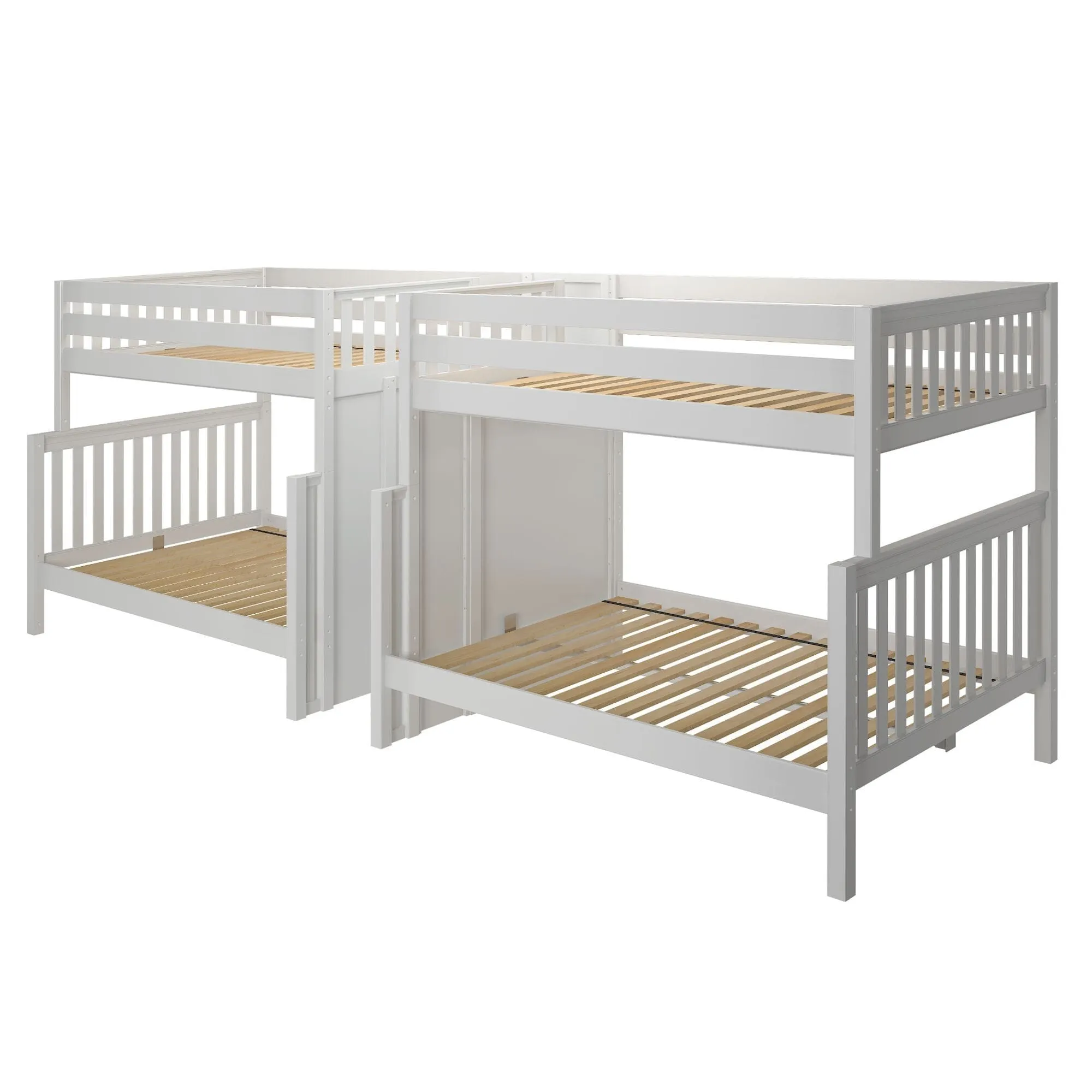 Twin XL over Queen High Quad Bunk with Stairs in Middle