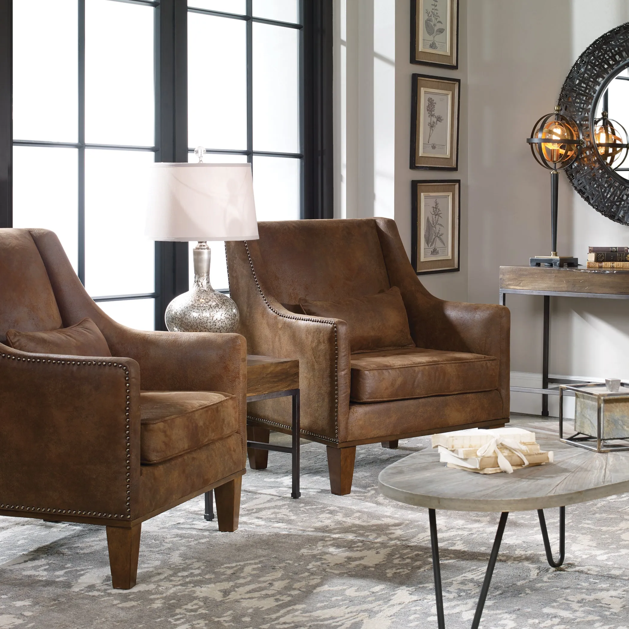 Uttermost Clay Leather Armchair
