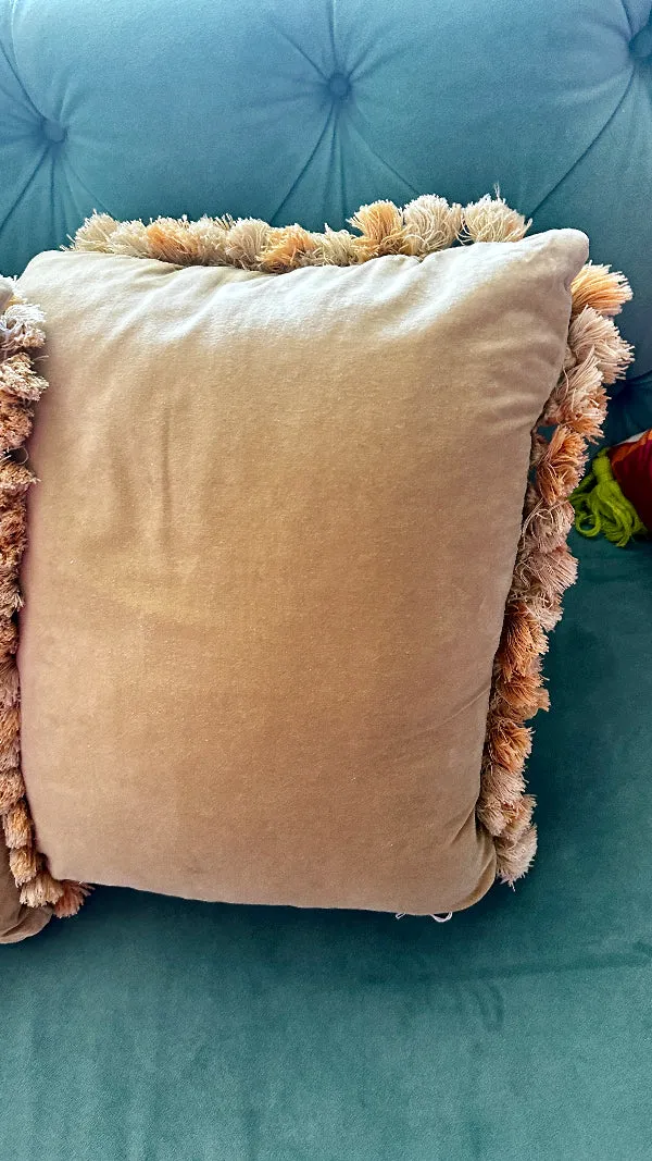 Vintage Needlepoint Pillows, Single or Pair, Tassel fringe, Florals in Chinoiserie Pots
