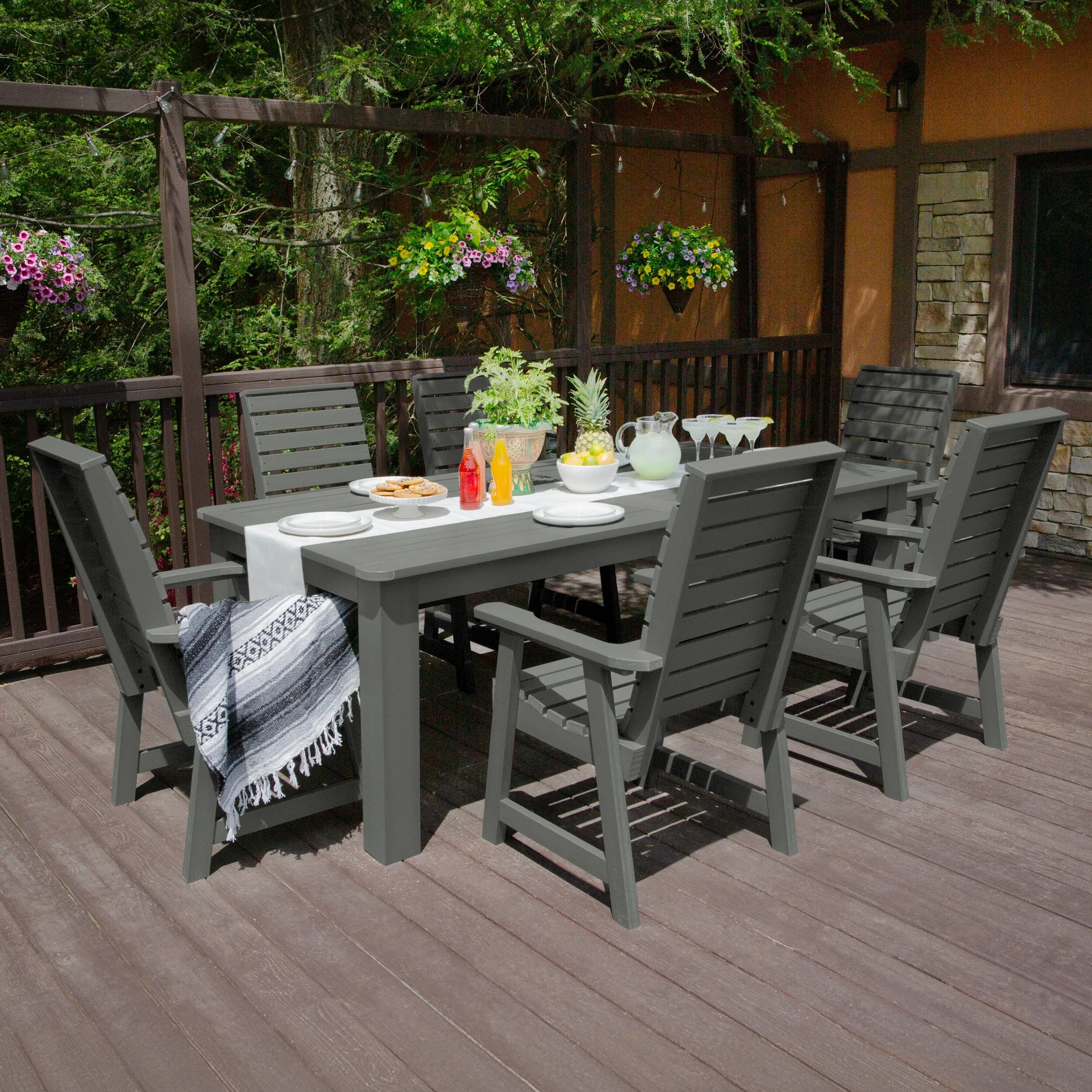 Weatherly 7pc Outdoor Dining Set 42” x 84” - Dining Height