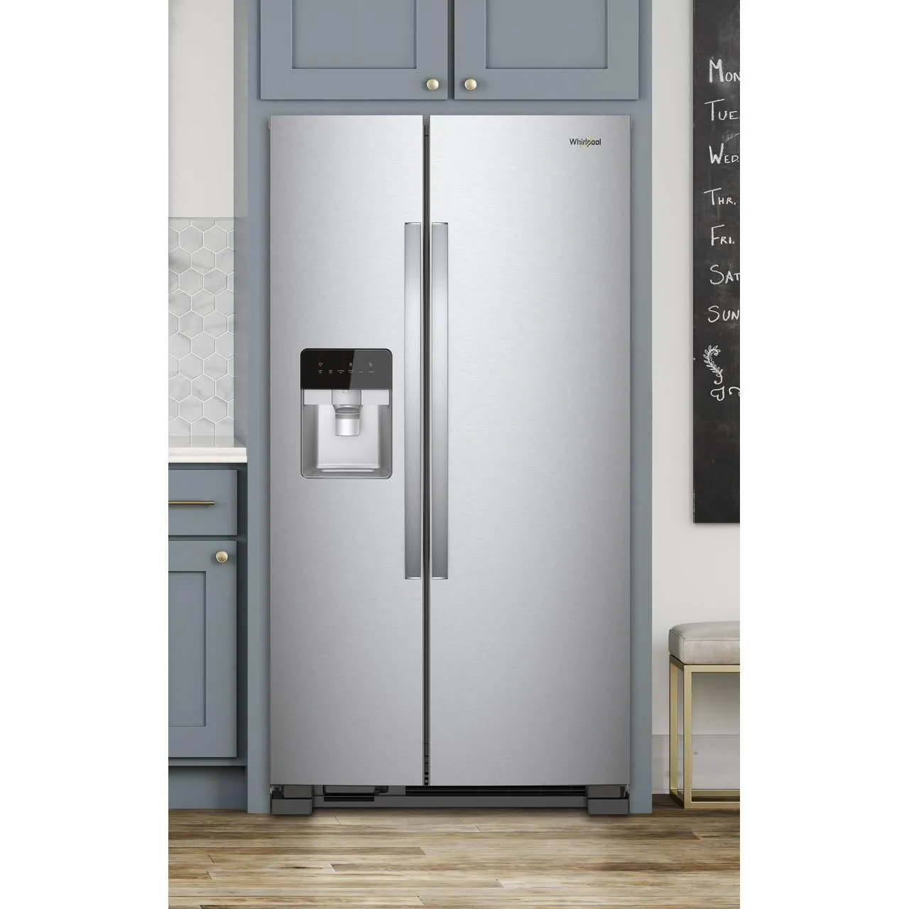 Whirlpool 33-inch, 21.4 cu. ft. Side-by-Side Freestanding Refrigerator with Exterior Ice and Water Dispenser with EveryDrop™ Water Filtration WRS331SDHM