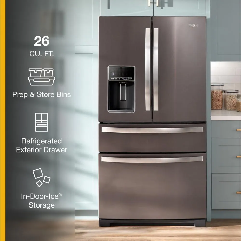 Whirlpool WRMF7736PV 36-inch Wide 4 Door Refrigerator with Prep and Store Bins - 26 Cu. Ft.