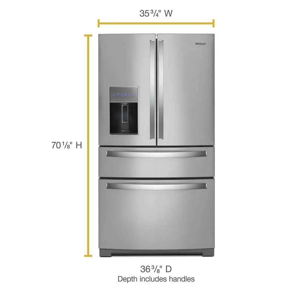 Whirlpool WRMF7736PZ 36-inch Wide 4 Door Refrigerator with Prep and Store Bins - 26 Cu. Ft.