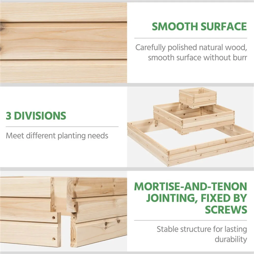 Yaheetech 3-Tier Fir Wood Raised Garden Bed