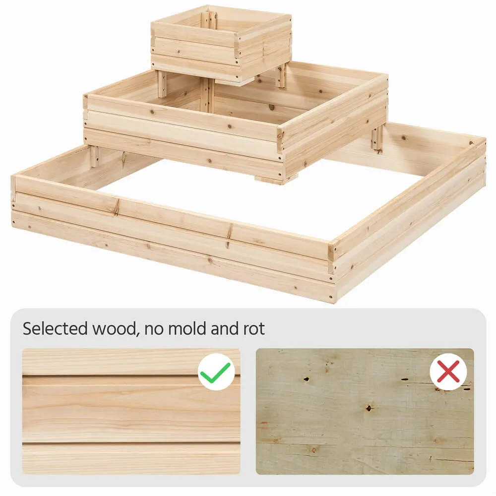 Yaheetech 3-Tier Fir Wood Raised Garden Bed