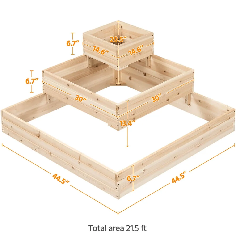 Yaheetech 3-Tier Fir Wood Raised Garden Bed