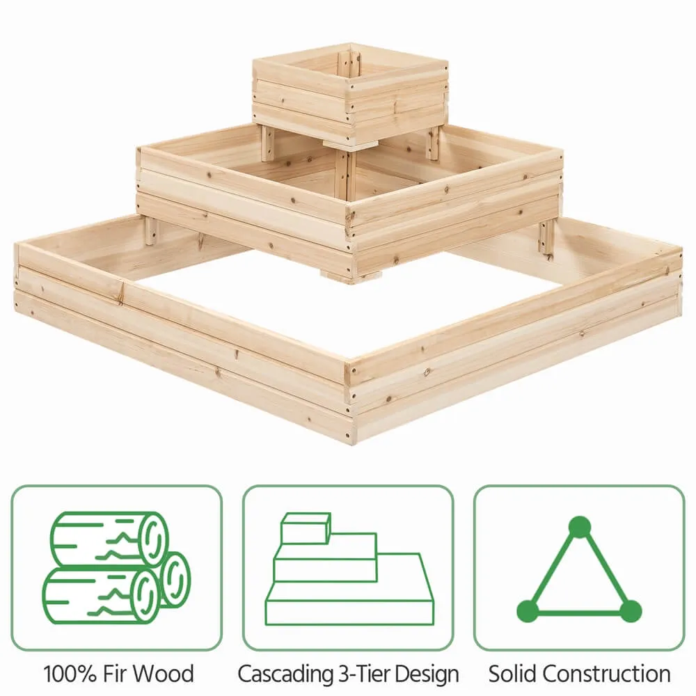 Yaheetech 3-Tier Fir Wood Raised Garden Bed